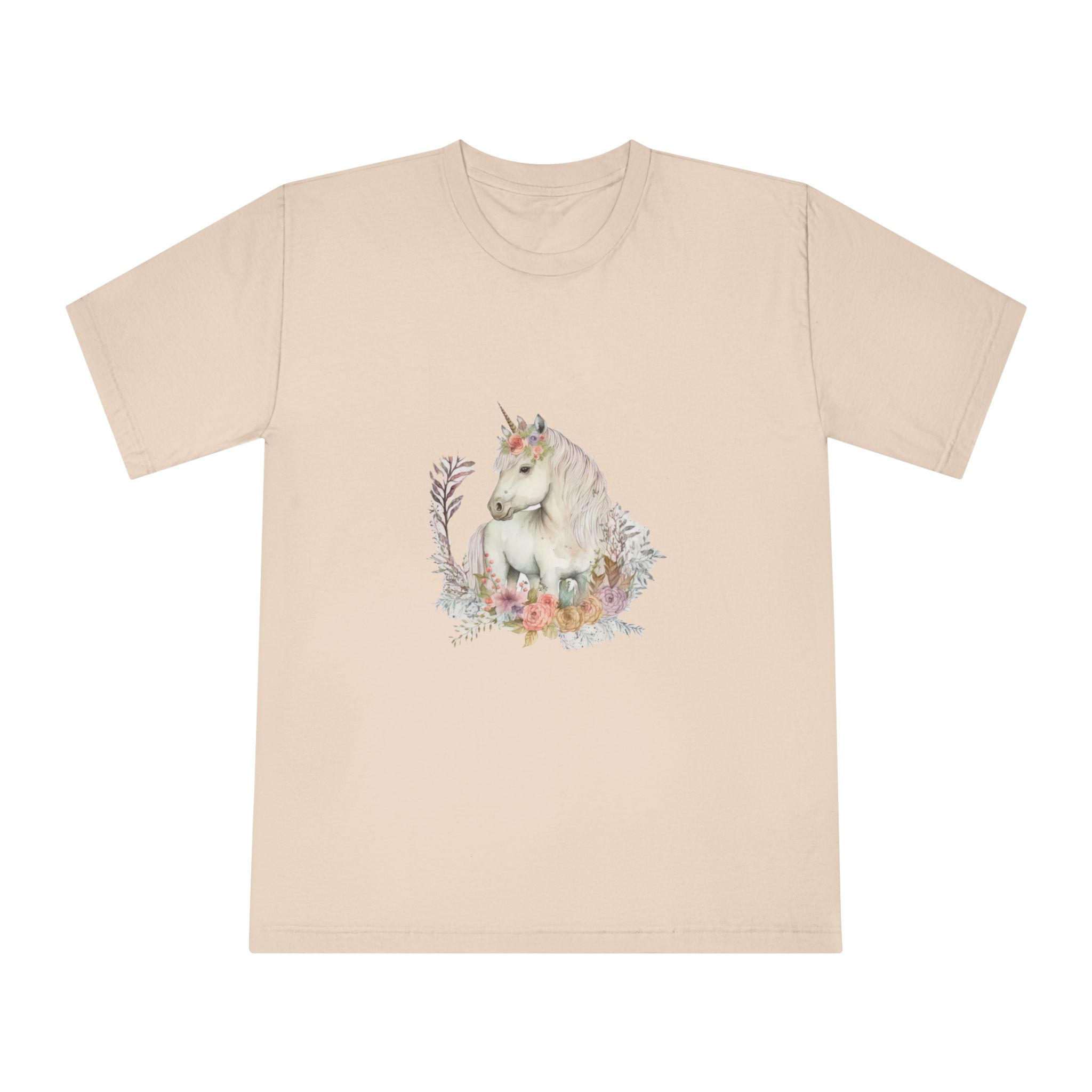 Watercolor Forest Cartoon Isolated Cute Baby Unicorn Animal Illustration Ai Generative Unisex Classic Crewneck T Shirt - Image 9
