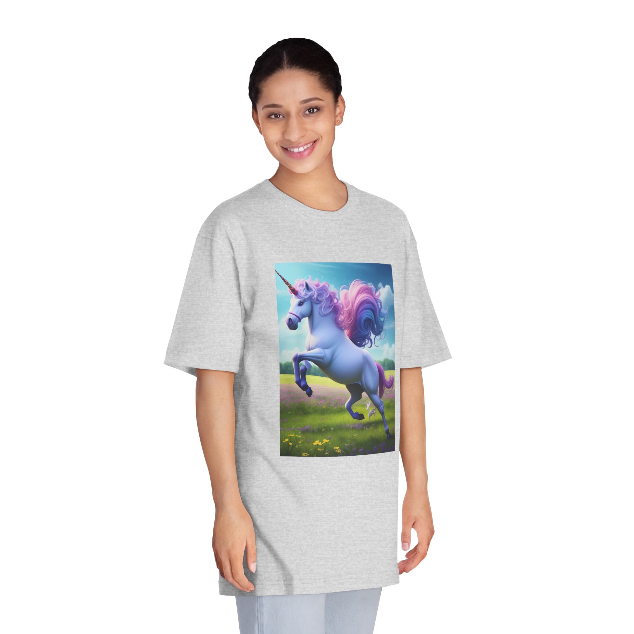 Beautiful Unicorn Running Magical Meadow Unicorn Background Images Whimsical Unicorn (26) Unisex Classic Crewneck T Shirt - Image 15