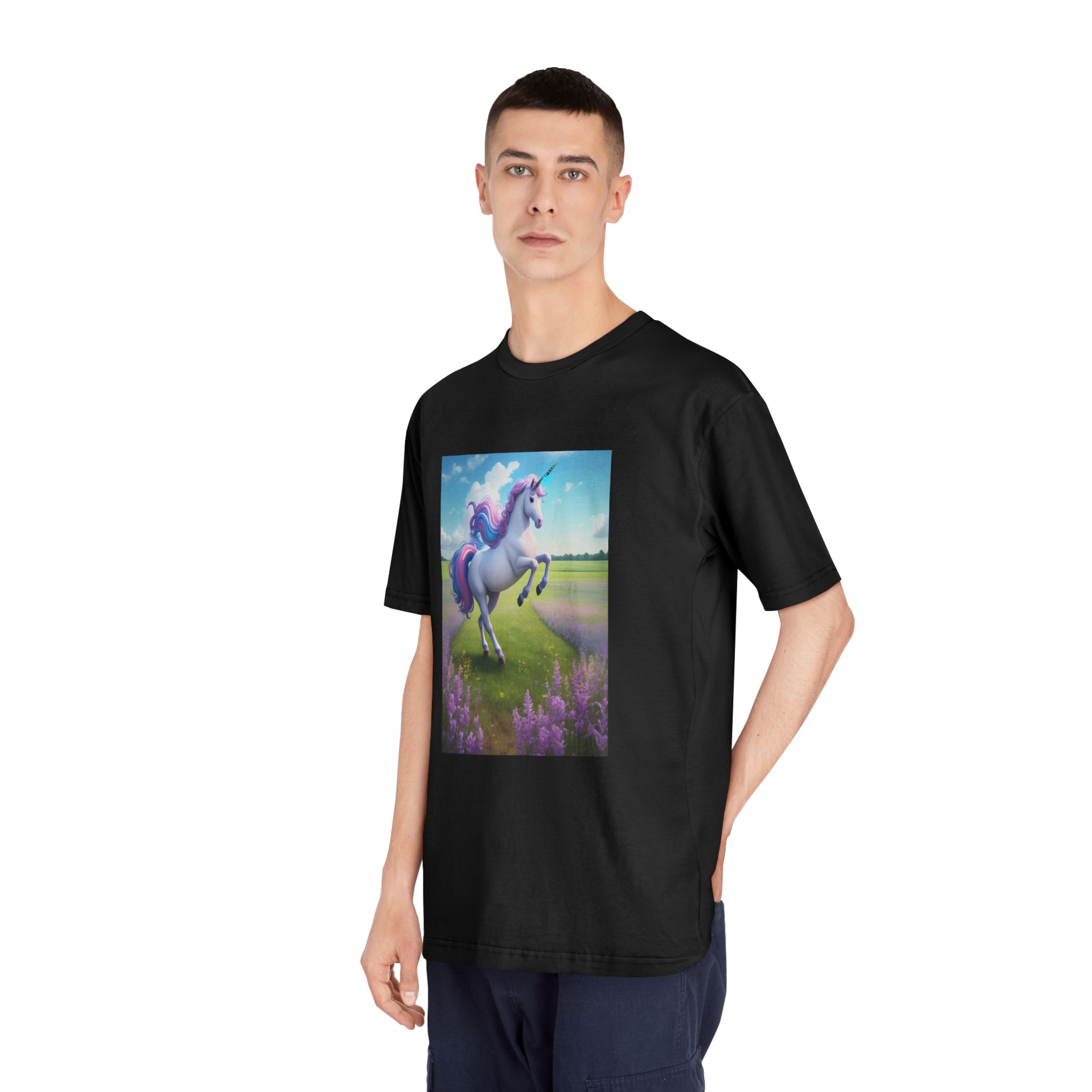 Beautiful Unicorn Running Magical Meadow Unicorn Background Images Whimsical Unicorn (72) Unisex Classic Crewneck T Shirt - Image 8