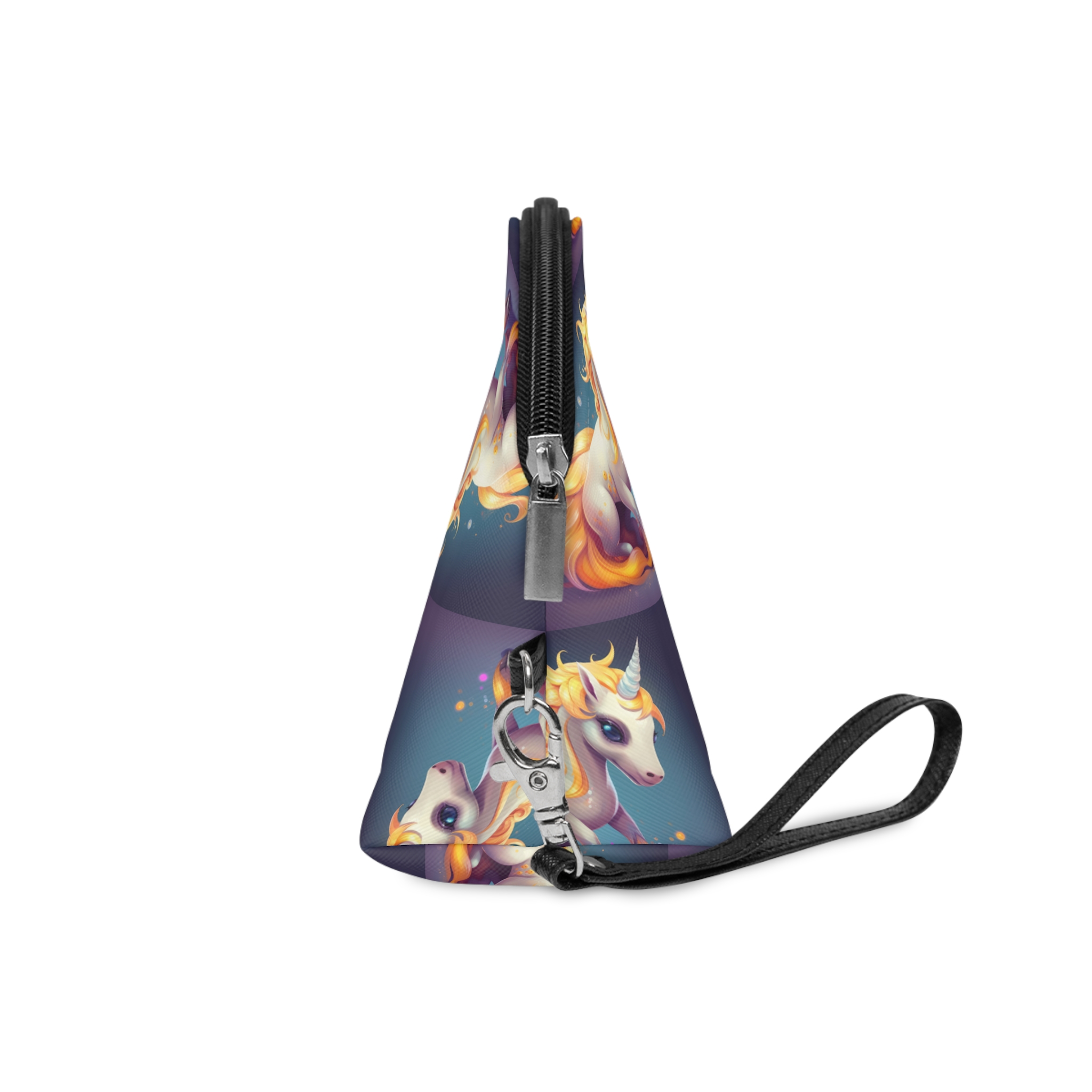 Cute Unicorn With Long Colorful Mane Dark Background Generative Ai Makeup Bag - Image 3