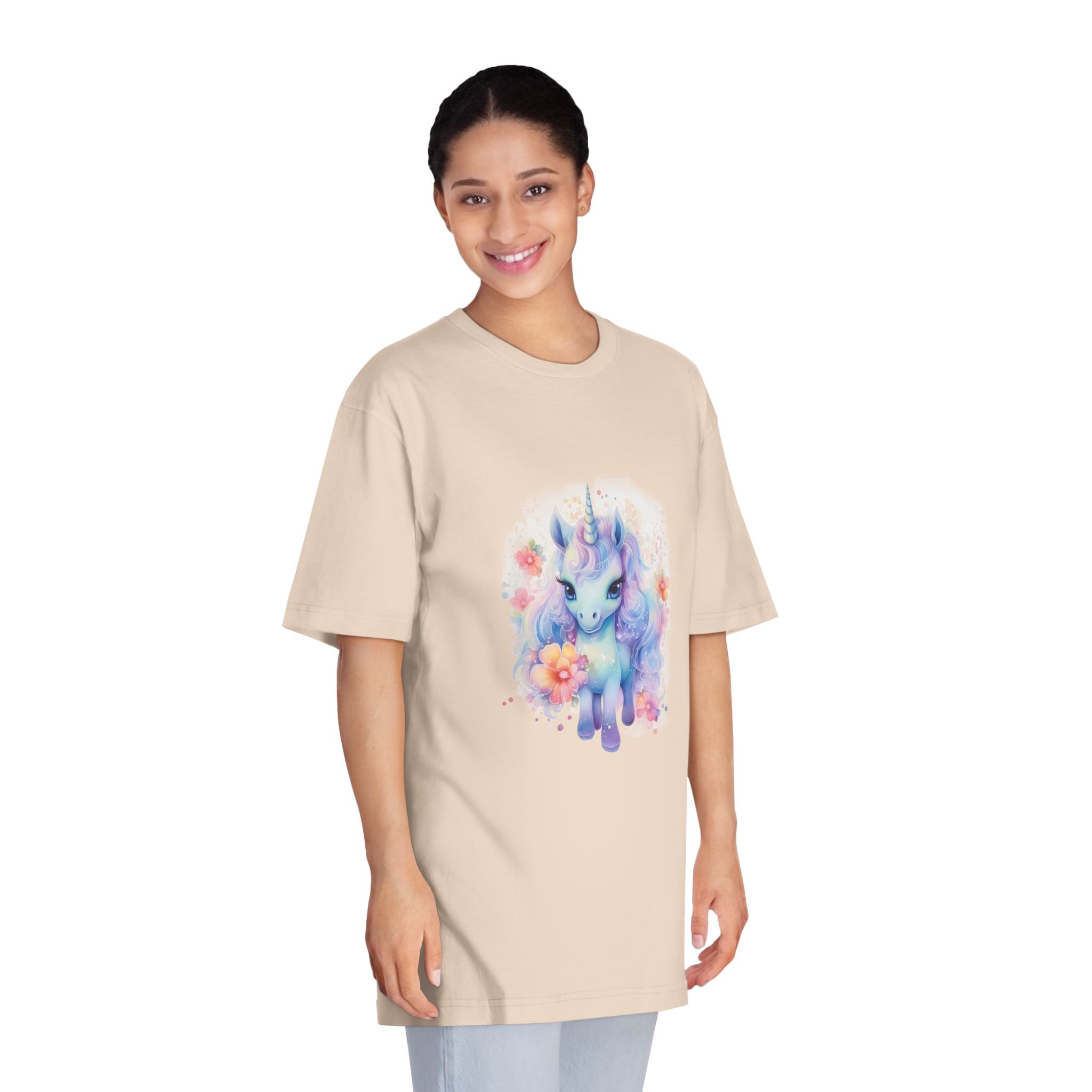 Cute Colorful Magic Unicorn With Flowers Watercolor Style Copia Unisex Classic Crewneck T Shirt - Image 11