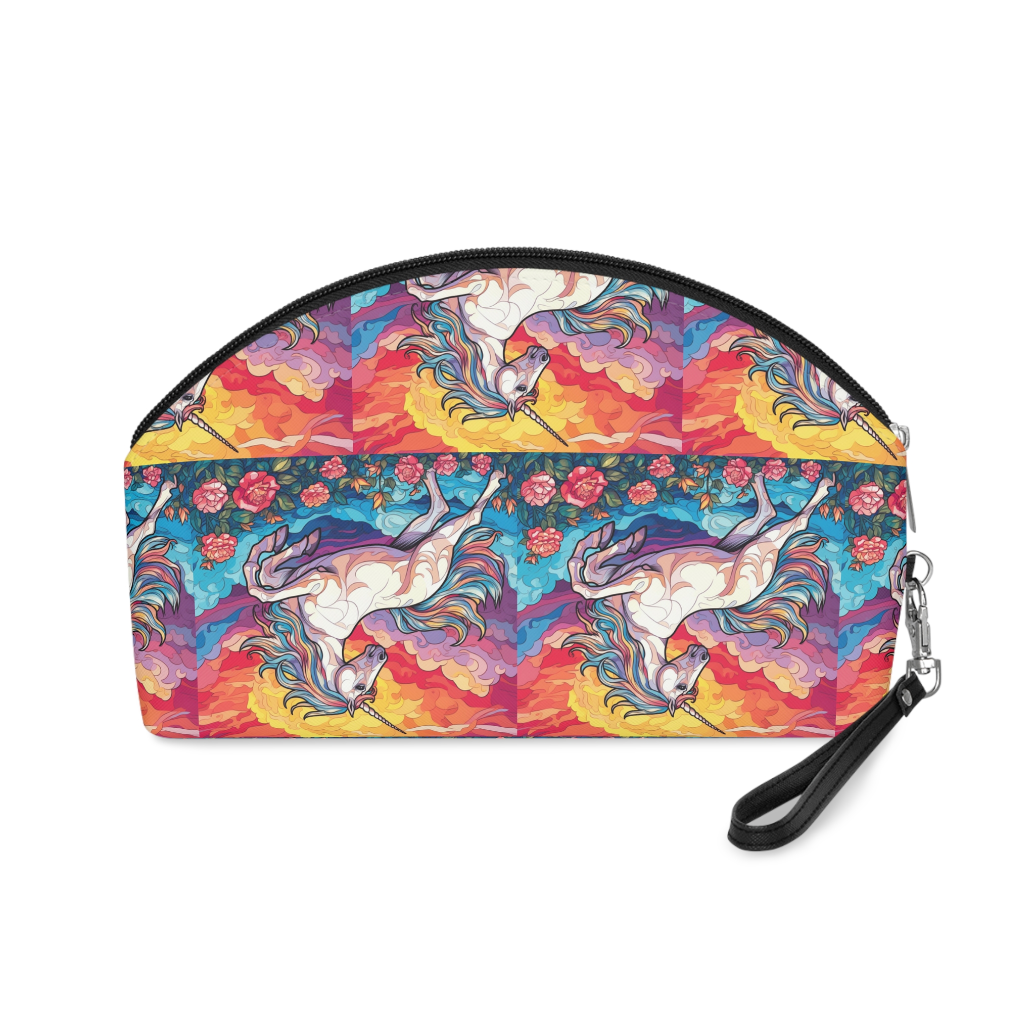 Unicorn Sky With Flowers Clouds Generative Ai Makeup Bag - Image 2