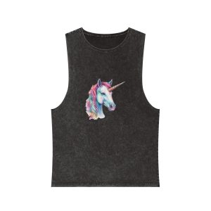 Cute Watercolor Unicorn Illustration Ai Generativexa (1) Unisex Stonewash Tank Top