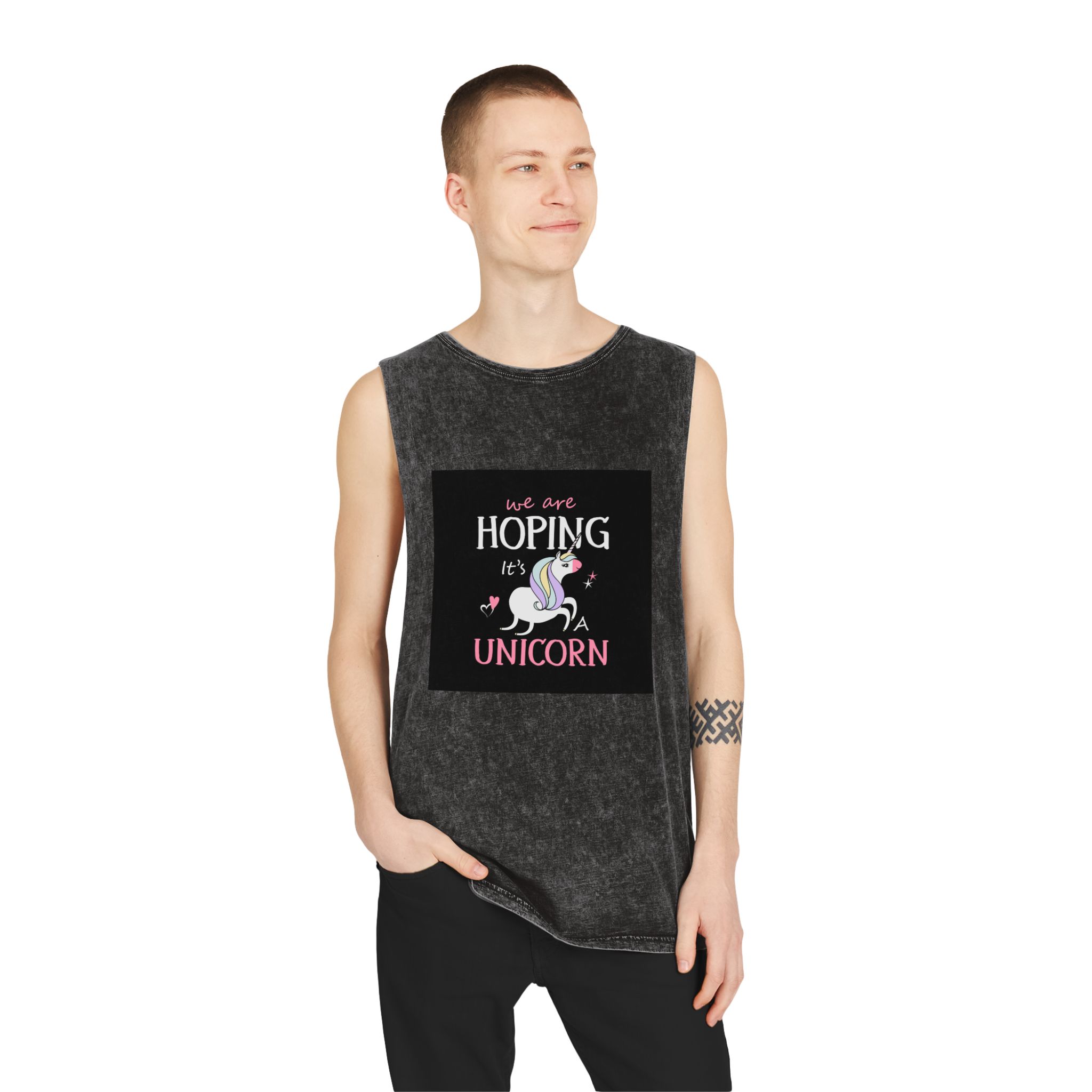 Unicorn 15 Unisex Stonewash Tank Top - Image 3