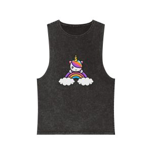 Cute Unicorn Mascot Design (2) Unisex Stonewash Tank Top