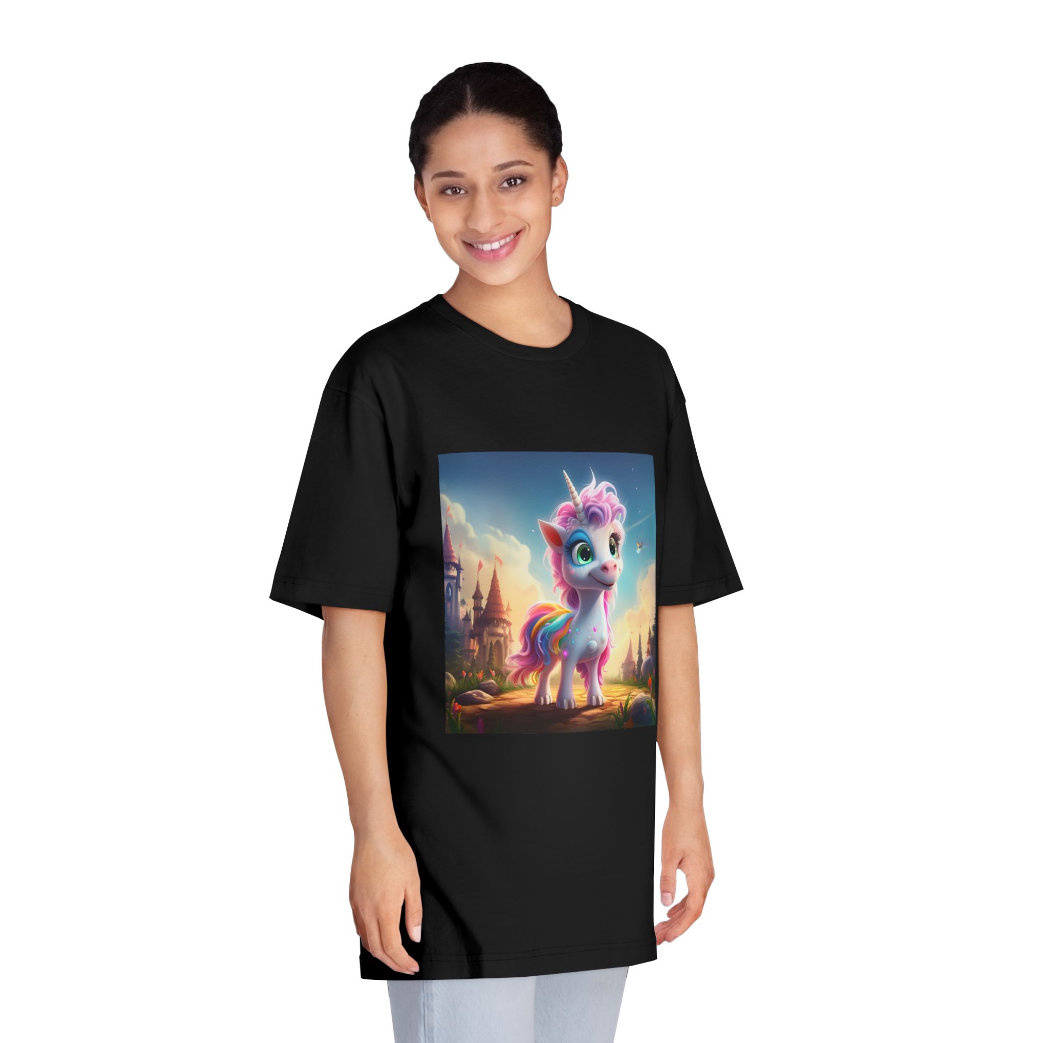 Unicorn Standing Rock Front Castle Generative Ai Unisex Classic Crewneck T Shirt - Image 7