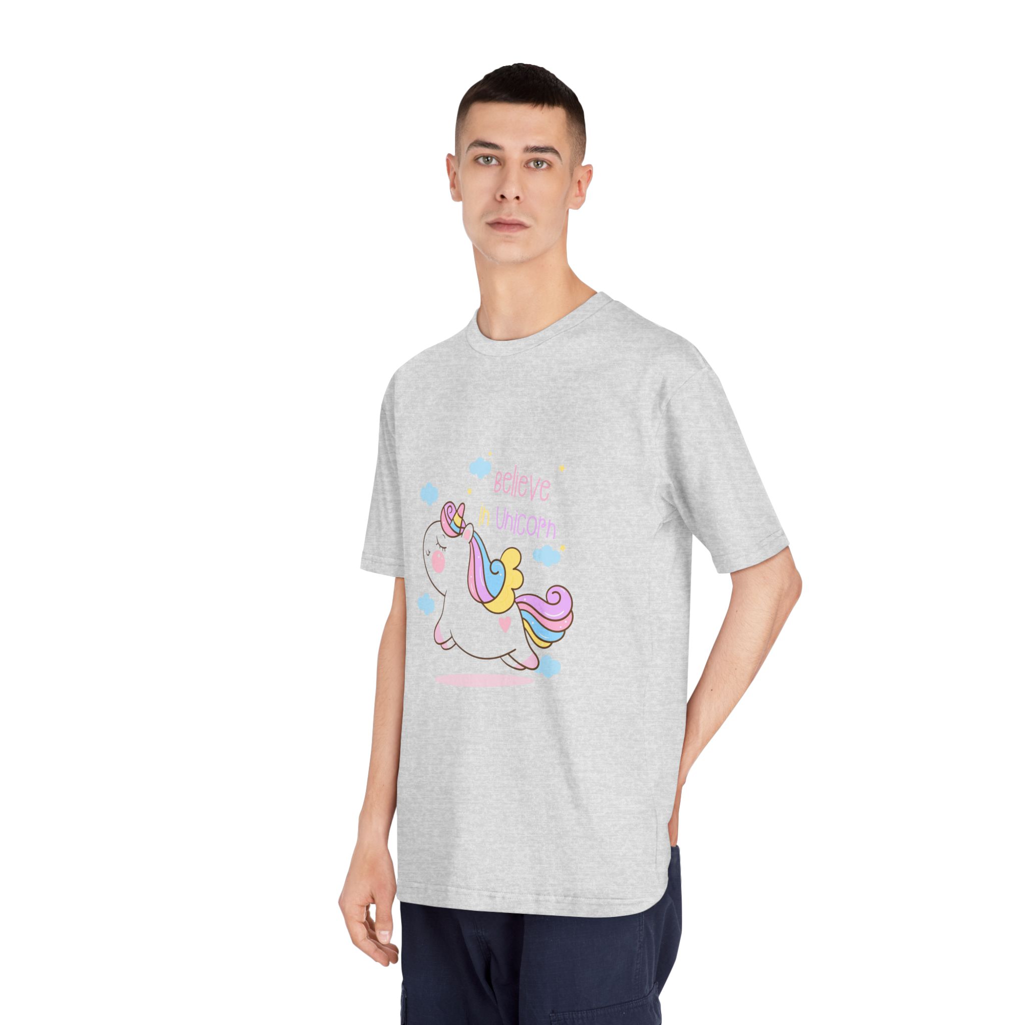 Cute Unicorn Cartoon Jump Air Flat Style Unisex Classic Crewneck T Shirt - Image 16