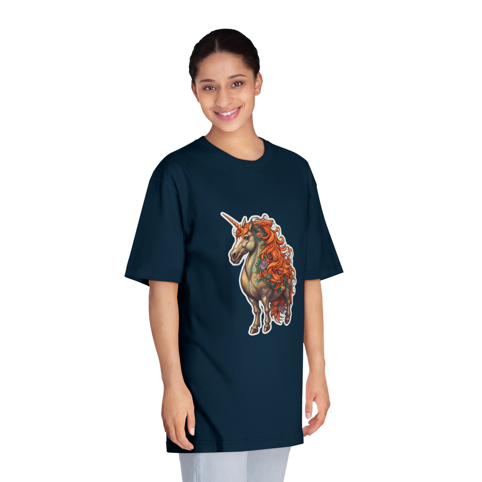 Drawing Unicorn With Flowers Picture Unicorn Unisex Classic Crewneck T Shirt - Image 19