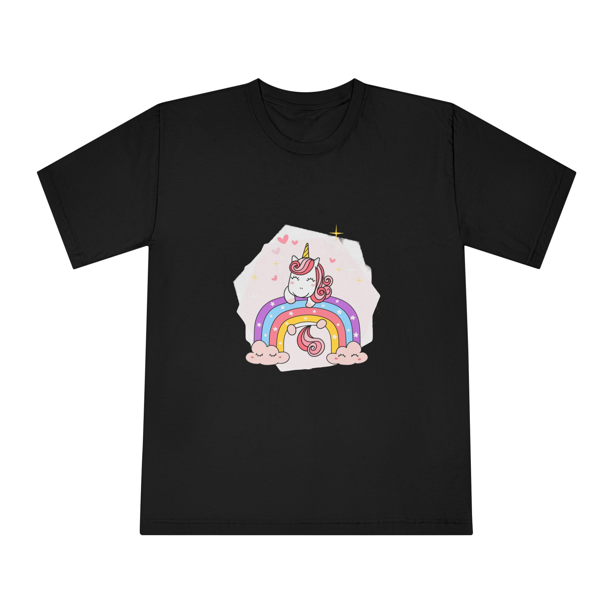 Cute Unicorn Magical Purple Rainbow Simple Doodle Outline Cartoon Illustration Unisex Classic Crewneck T Shirt - Image 5