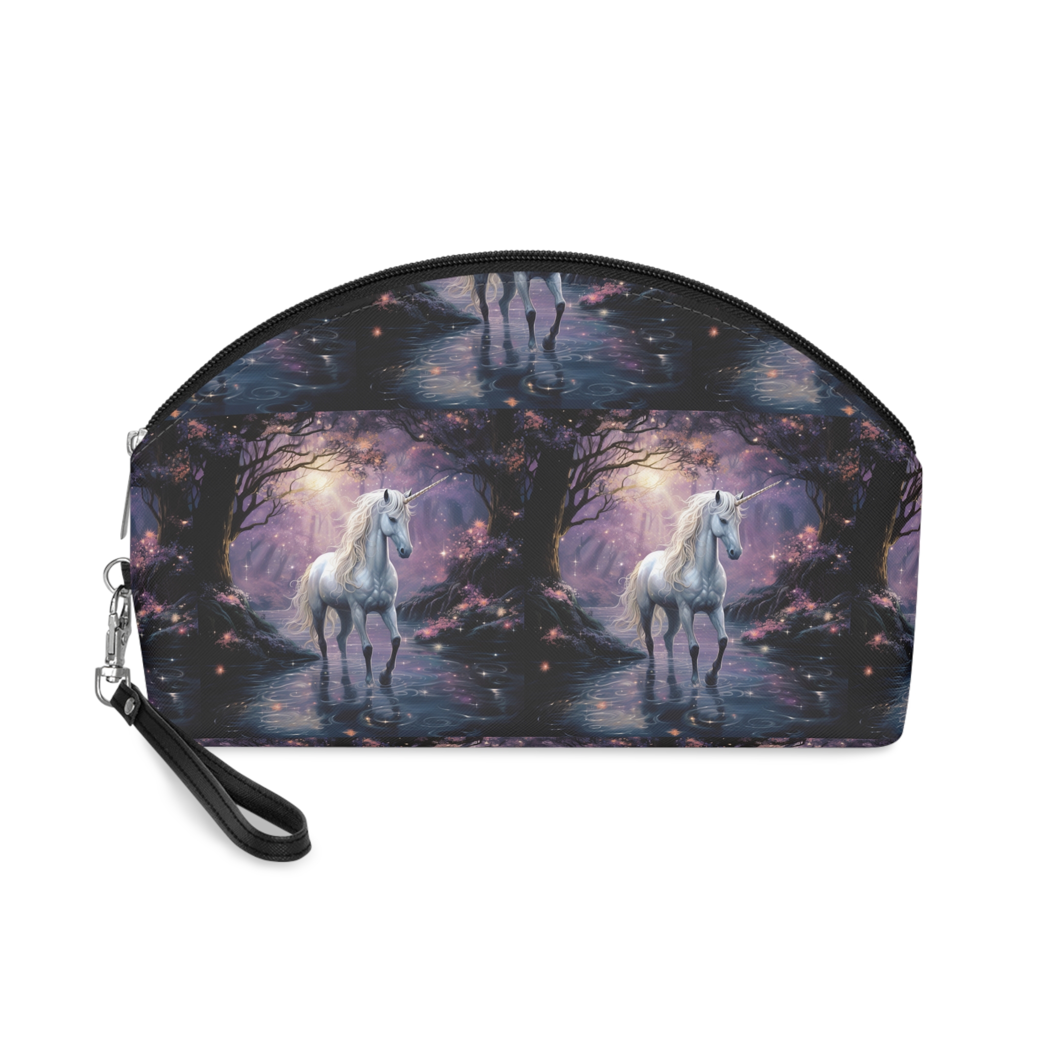Unicorn Forest With Stream Water Trees Generative Ai Makeup Bag