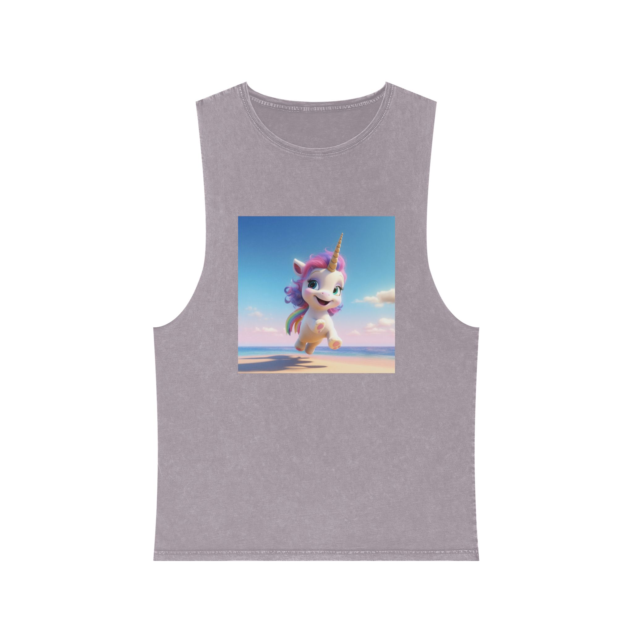 Animated Unicorn Children Unisex Stonewash Tank Top - Image 17