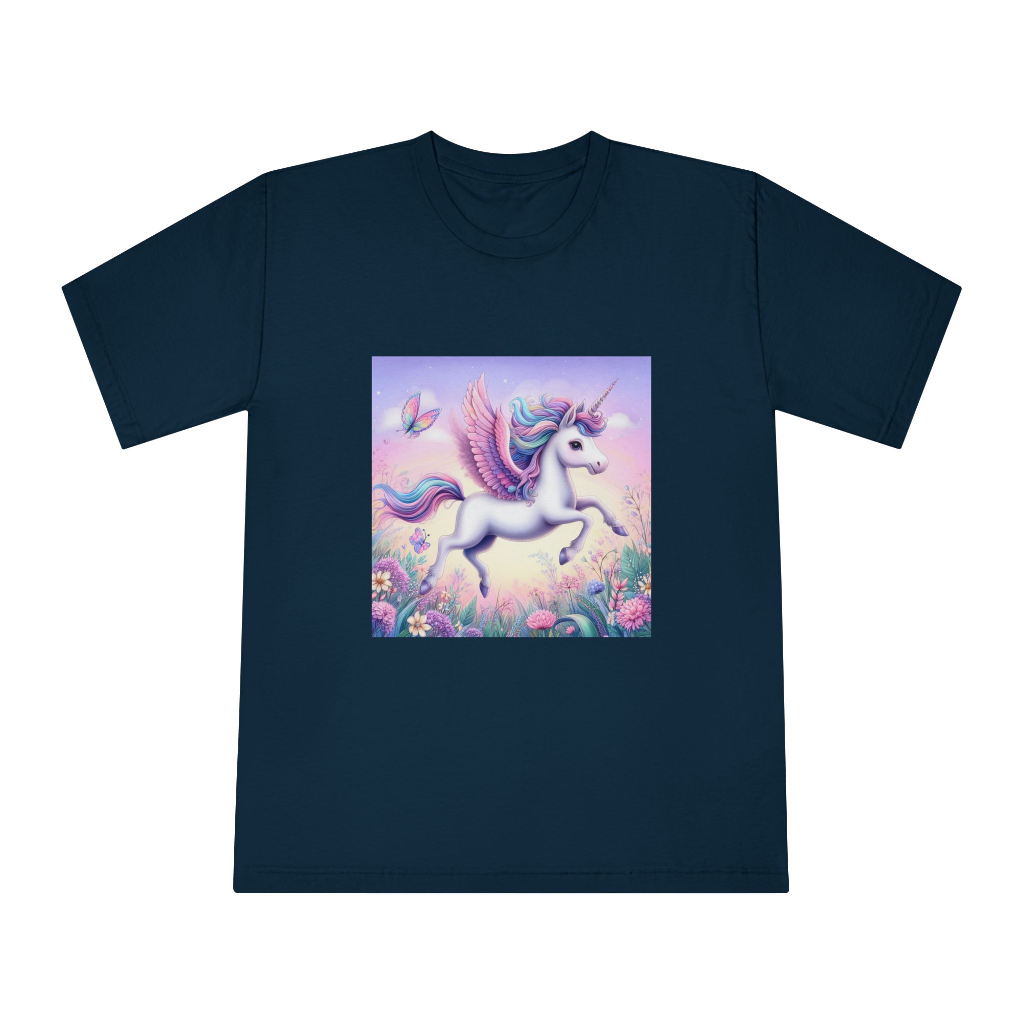 Beautiful Unicorn Running Magical Meadow Unicorn Background Images Whimsical Unicorn (41) Unisex Classic Crewneck T Shirt - Image 17