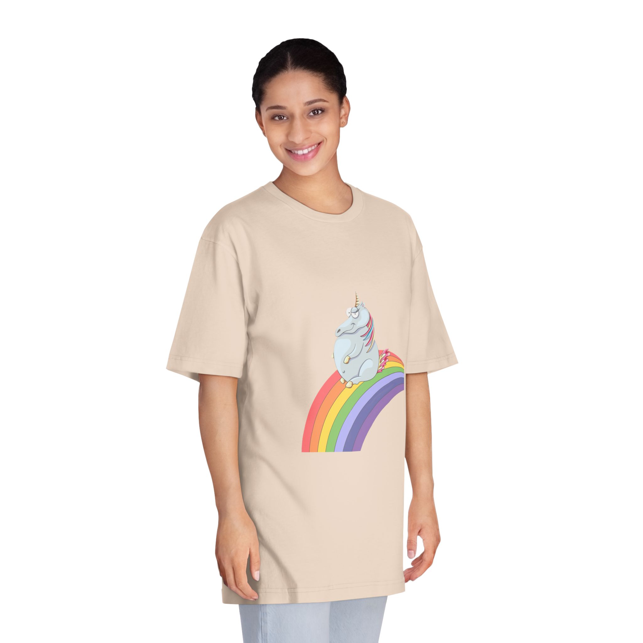 Unicorn and Rainbow Childrens Tale Magic Art Flat Unisex Classic Crewneck T Shirt - Image 11