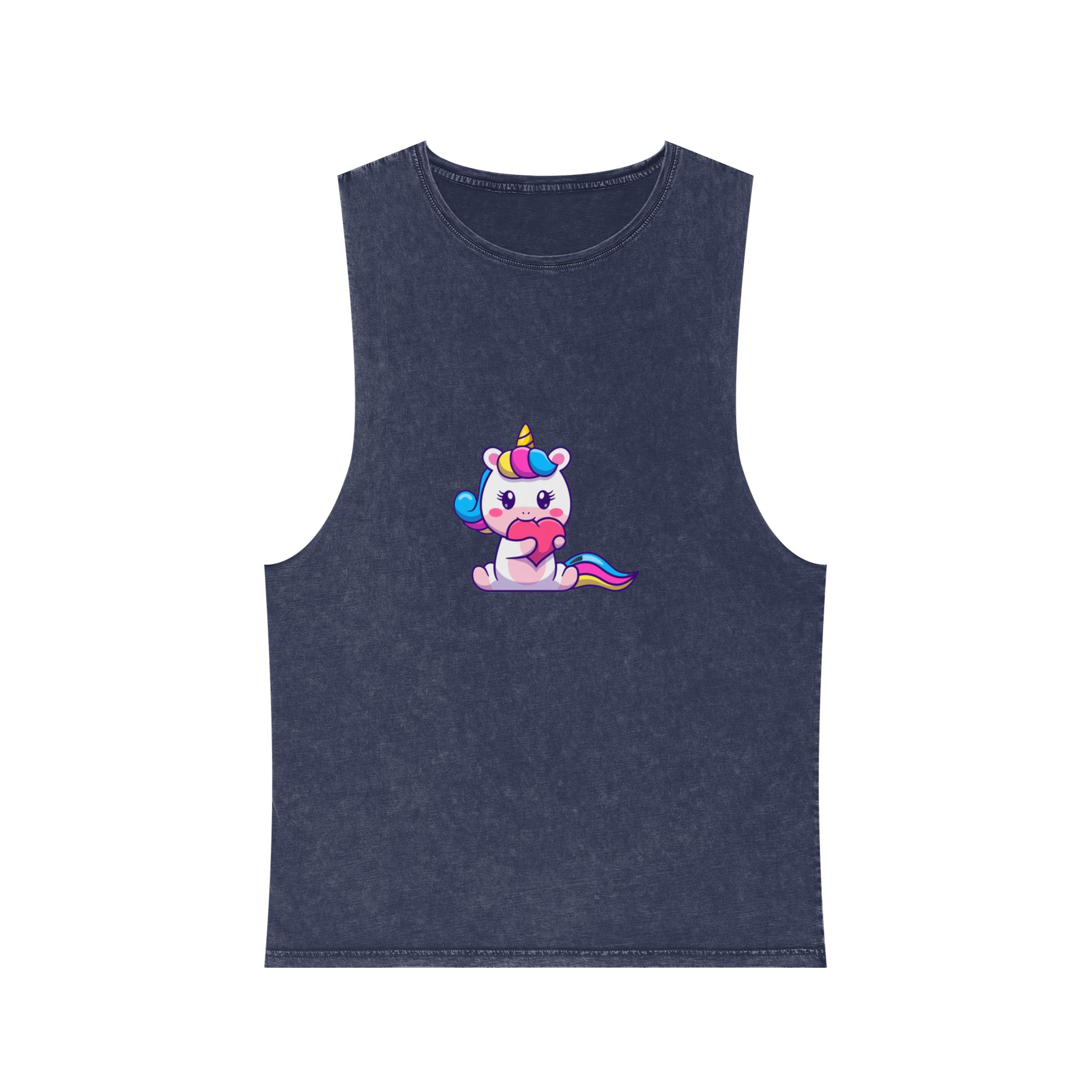 Cute Unicorn Heart Unisex Stonewash Tank Top - Image 13