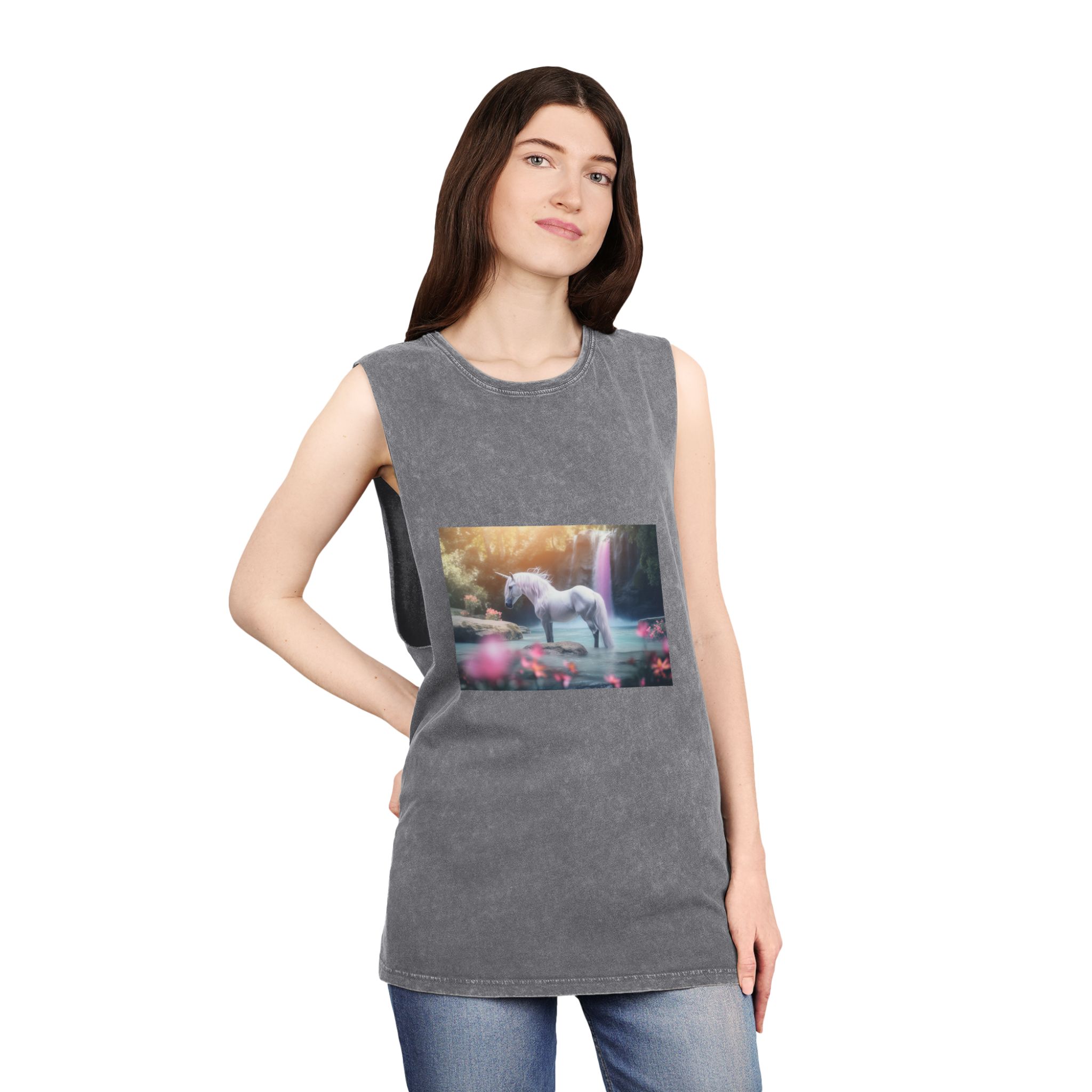 Magical Mythical Unicorn Creature 8 Unisex Stonewash Tank Top - Image 12