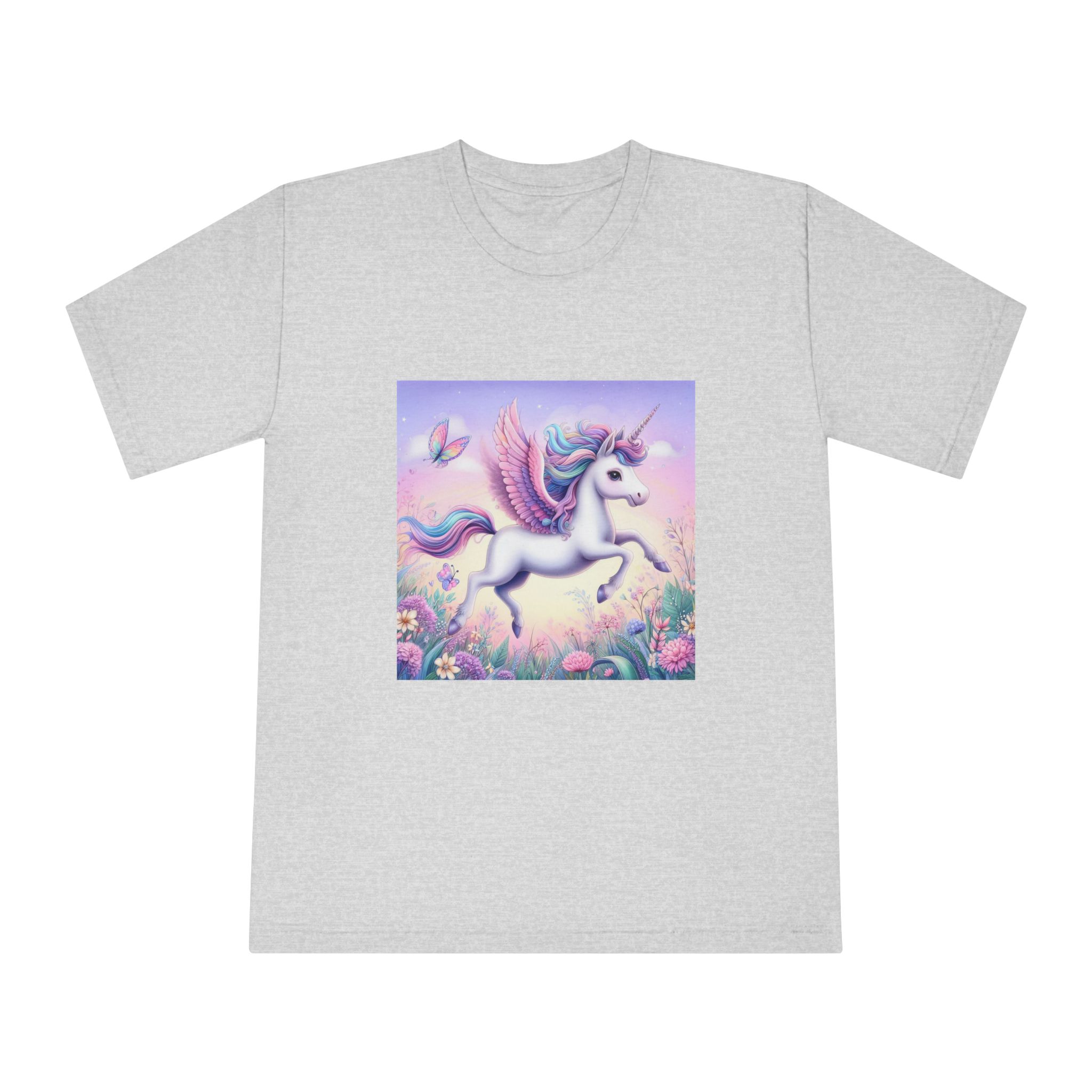Beautiful Unicorn Running Magical Meadow Unicorn Background Images Whimsical Unicorn (41) Unisex Classic Crewneck T Shirt - Image 13