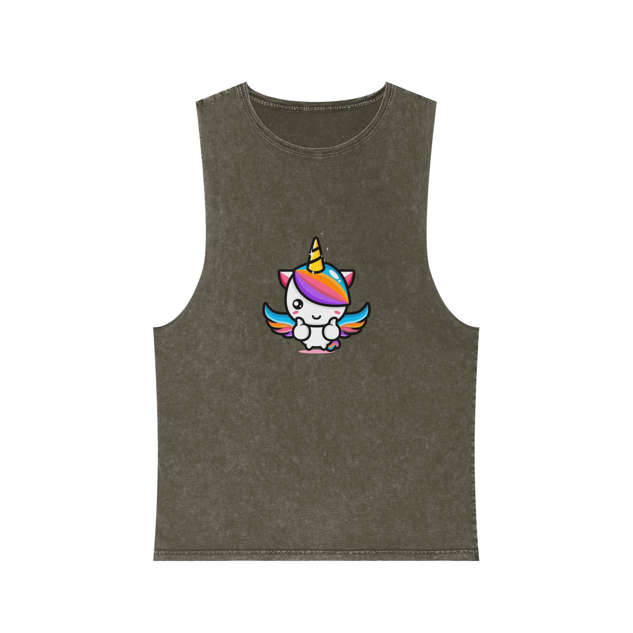 Cute Unicorn Mascot Design Unisex Stonewash Tank Top - Image 5