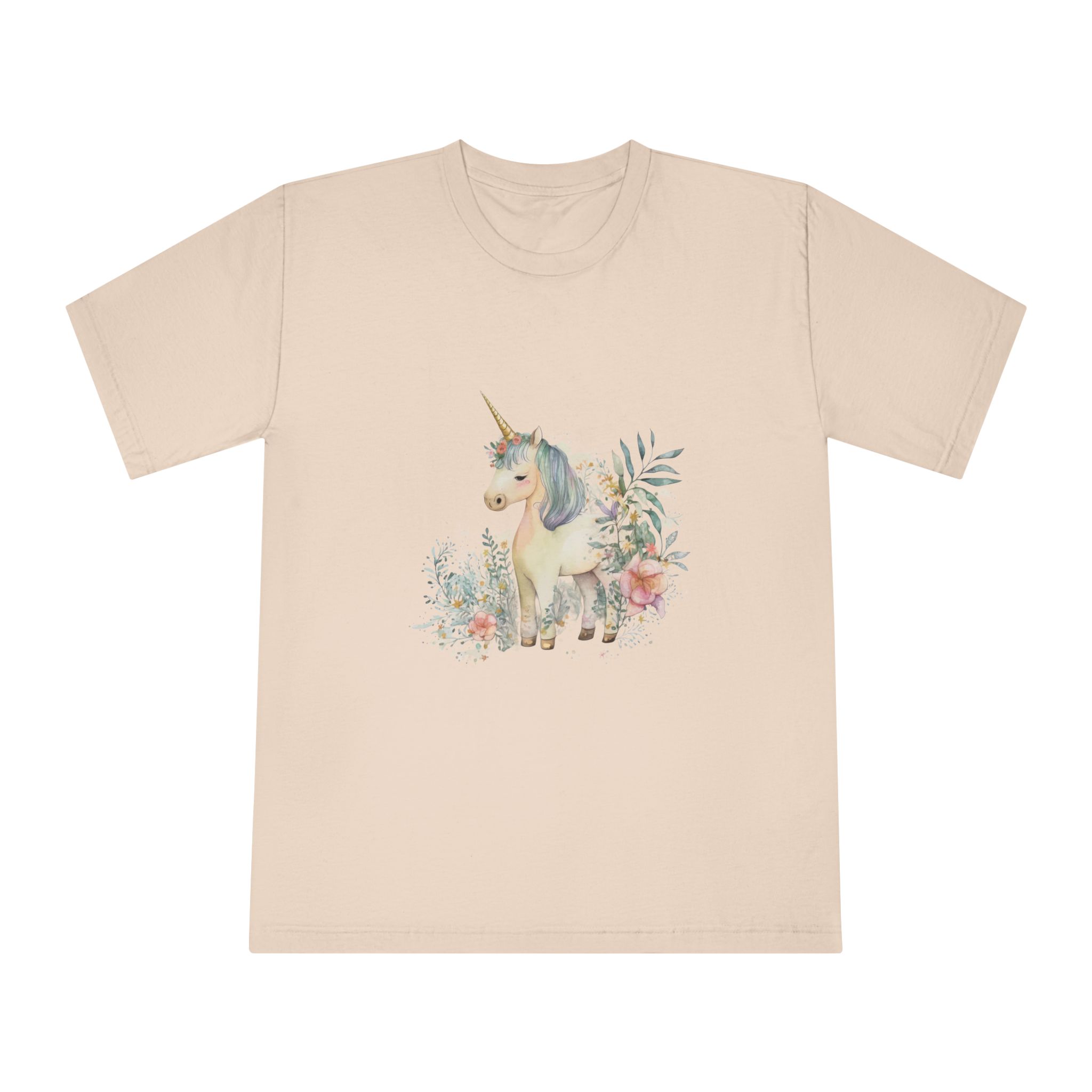 Watercolor Forest Cartoon Isolated Cute Baby Unicorn Animal Illustration Ai Generative Copy Unisex Classic Crewneck T Shirt - Image 9
