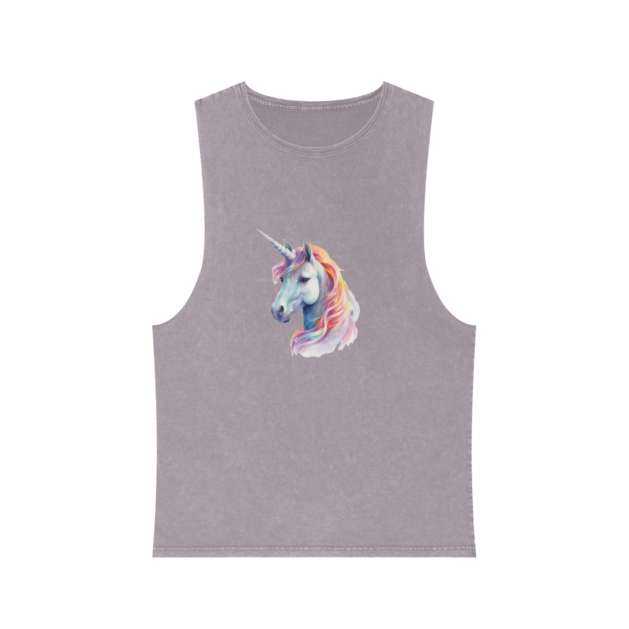 Painting Unicorn With Long Mane Colorful Mane Generative Ai (1) Unisex Stonewash Tank Top - Image 17