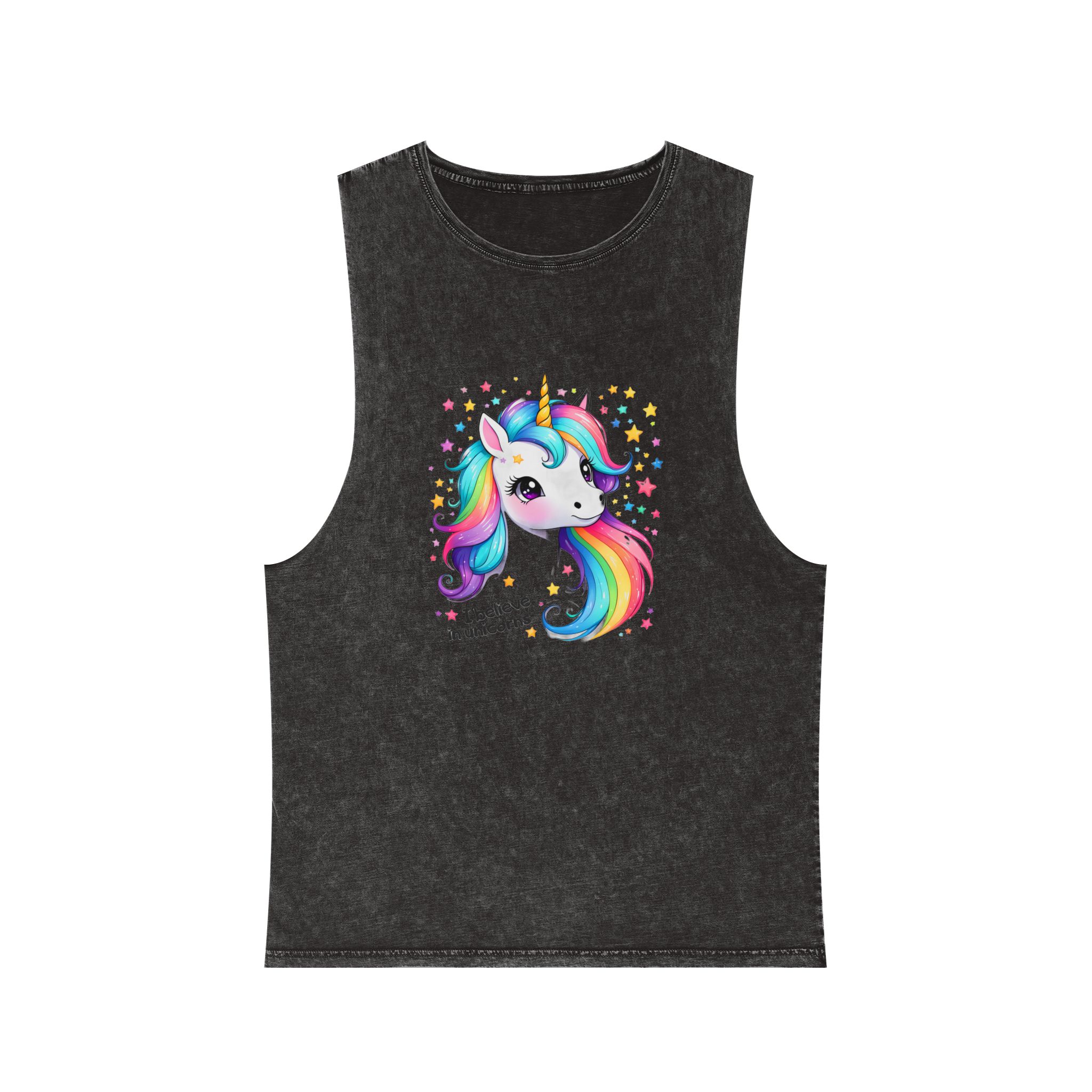 I Belive In Unicorns Unisex Stonewash Tank Top