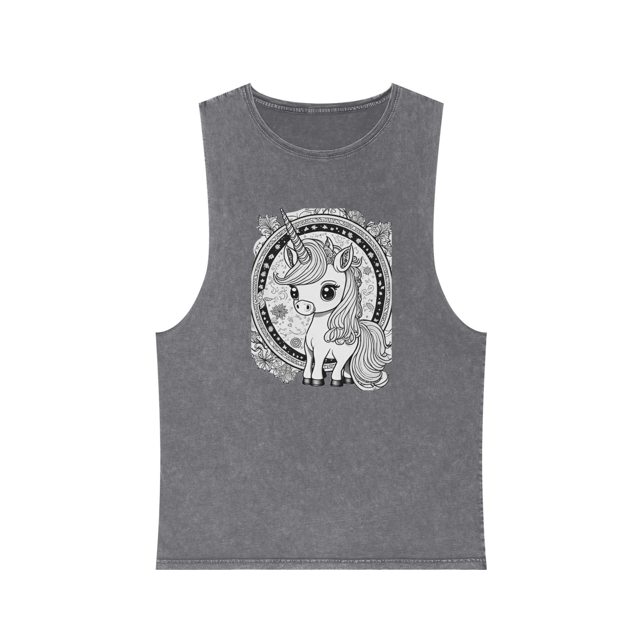 Adorable Unicorn Illustrations Kids Unisex Stonewash Tank Top - Image 9