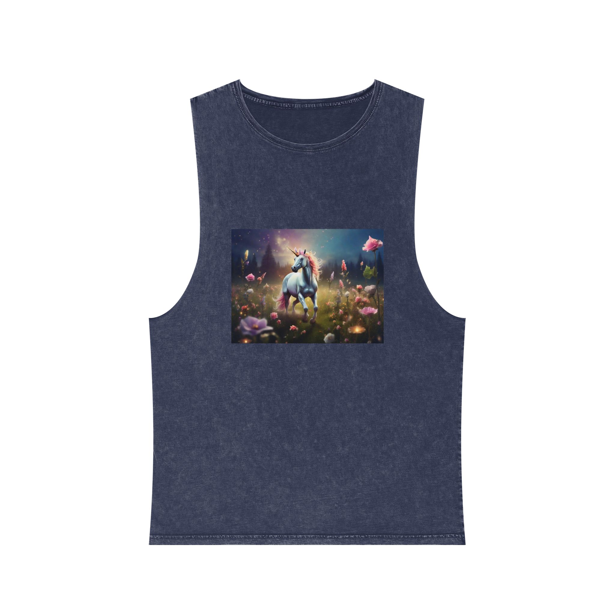 Beautiful Unicorn Running Magical Meadow Unicorn Background Images Whimsical Unicorn (20) Unisex Stonewash Tank Top - Image 13