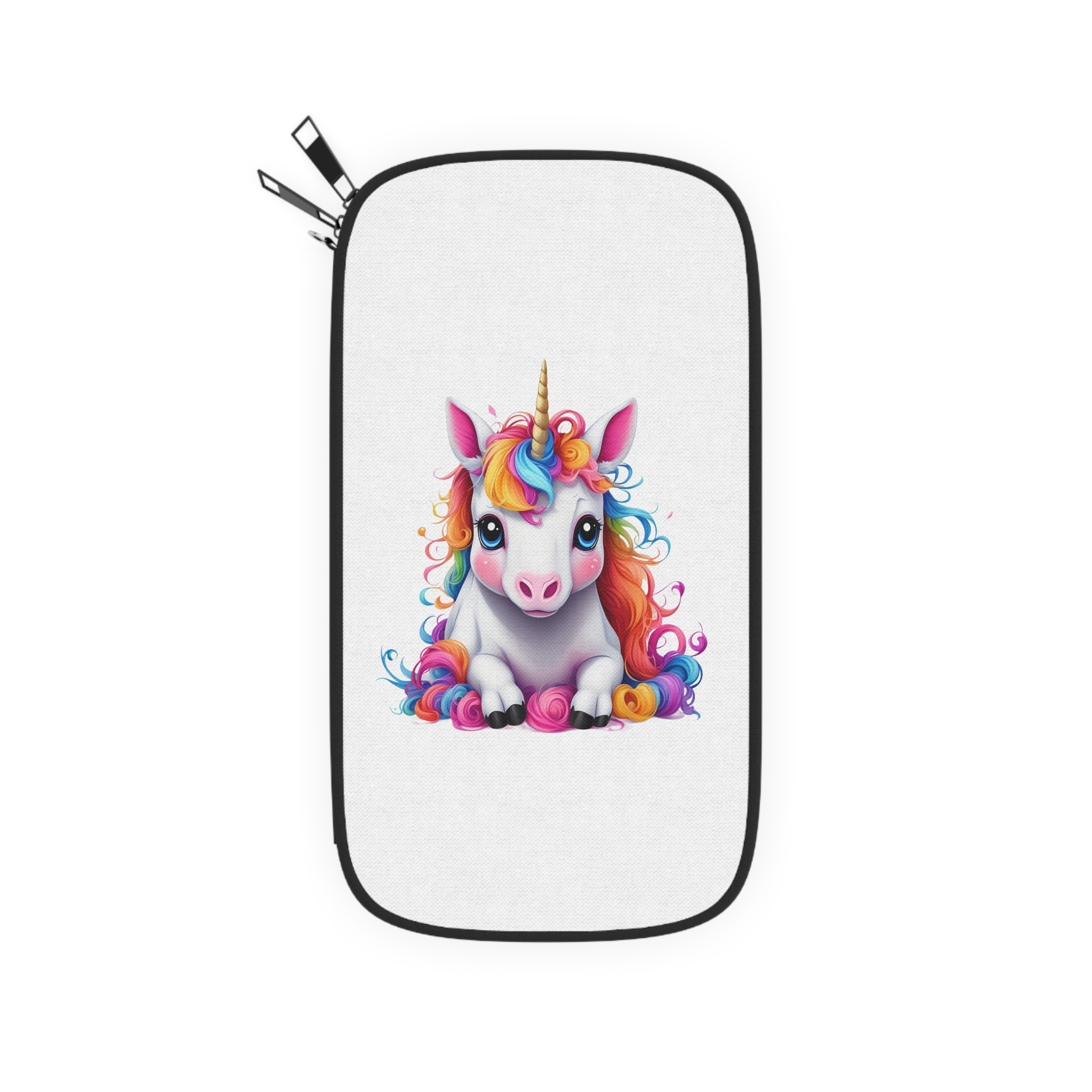 Cute Unicorn With Colorful Hair Isolated White Background Passport Wallet - Image 2