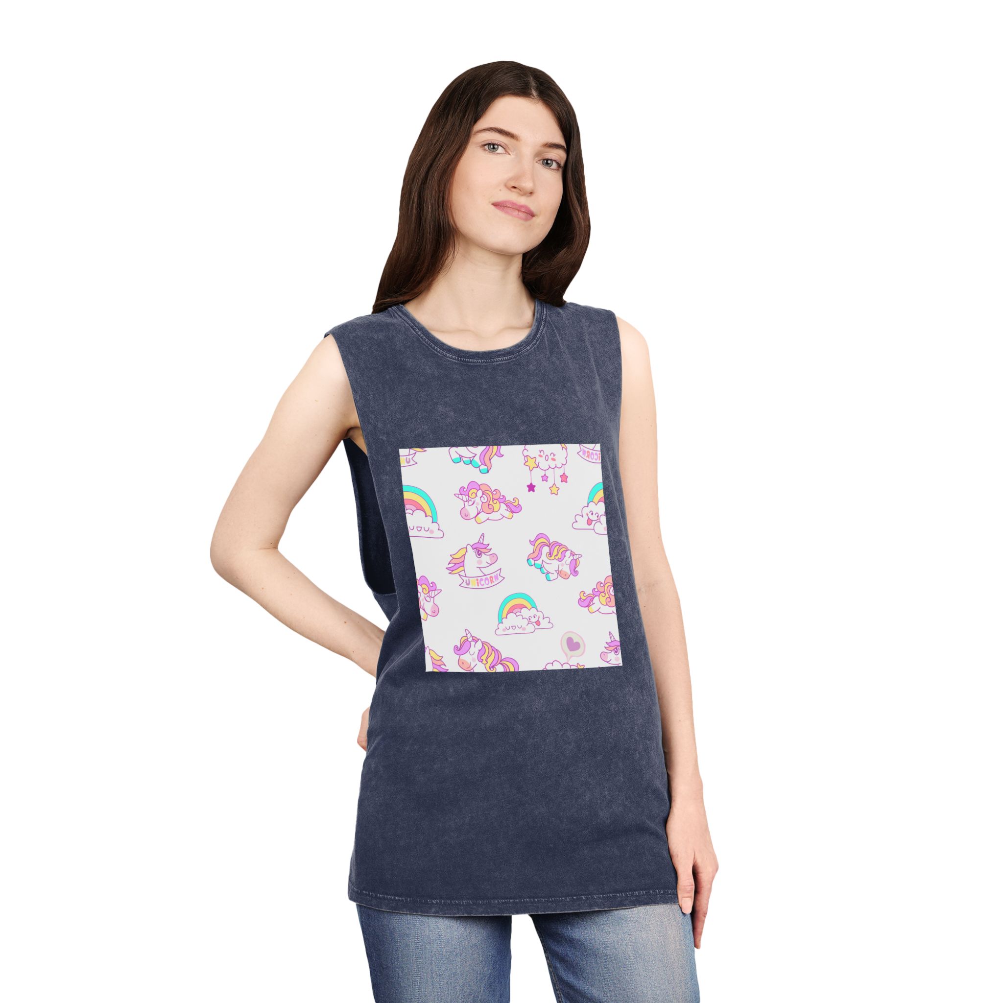 Seamless Unicorn Unisex Stonewash Tank Top - Image 16