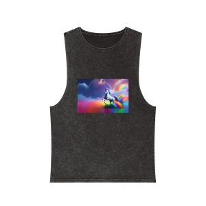 Beautiful Butterfly Unicorn Watercolors Unisex Stonewash Tank Top
