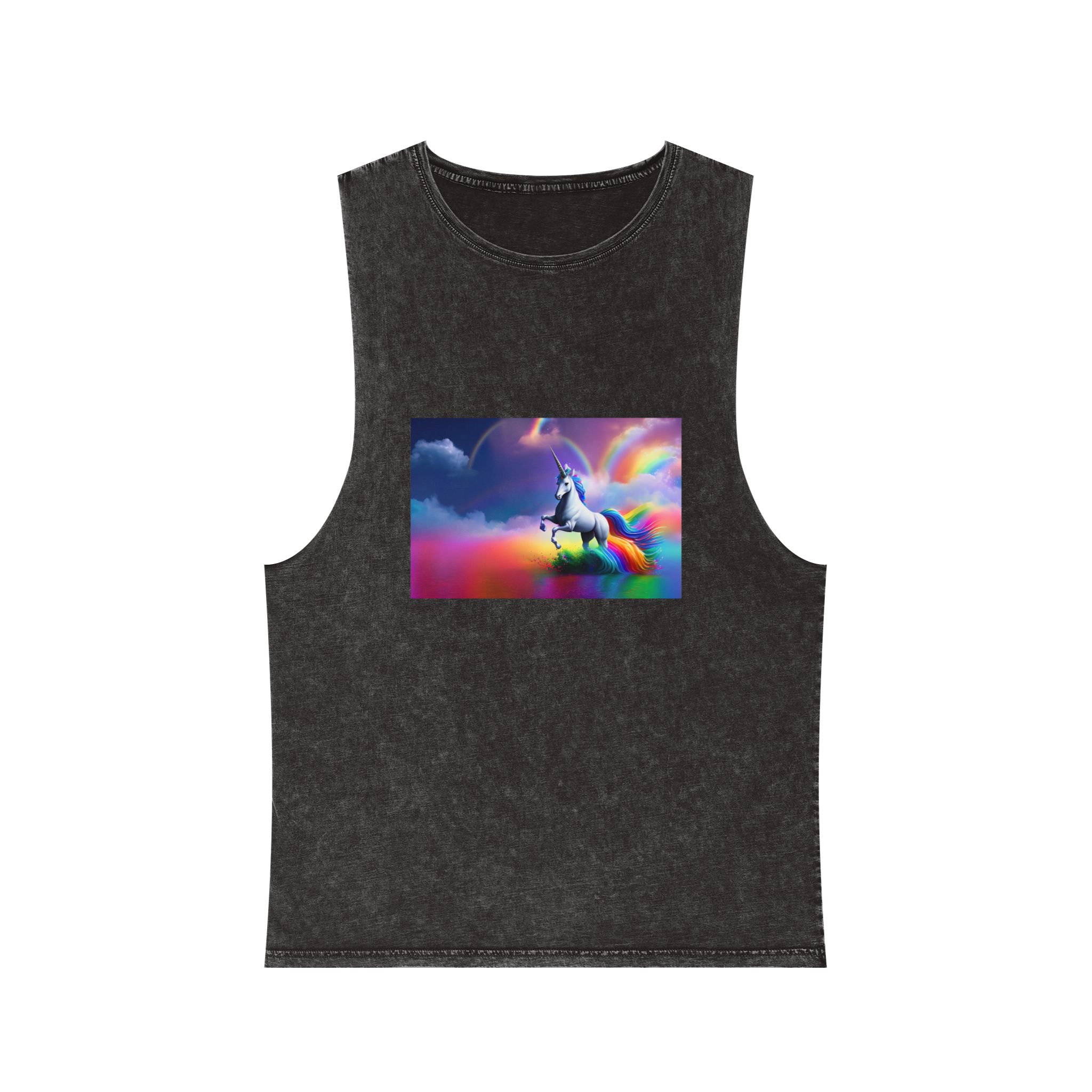 Beautiful Butterfly Unicorn Watercolors Unisex Stonewash Tank Top