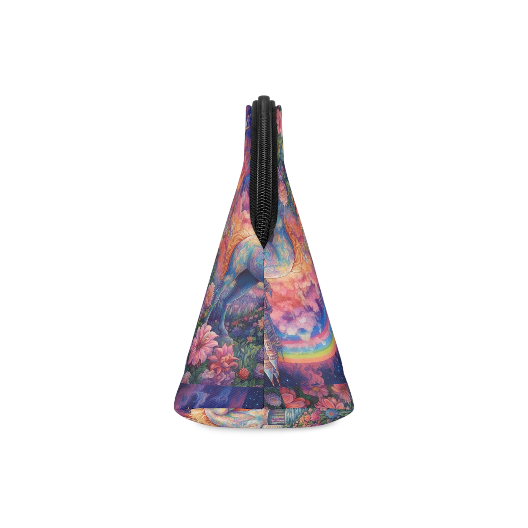 Painting Unicorn Field Flowers With Castle Background Generative Ai Makeup Bag - Image 4