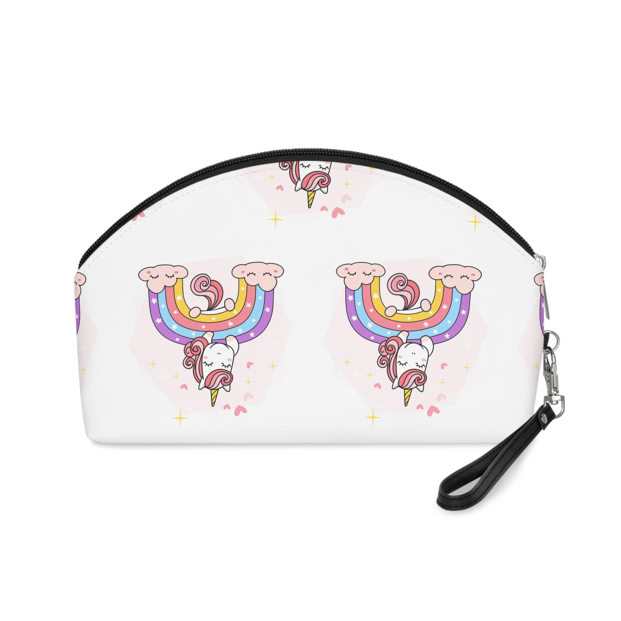 Cute Unicorn Magical Purple Rainbow Simple Doodle Outline Cartoon Illustration Makeup Bag - Image 2