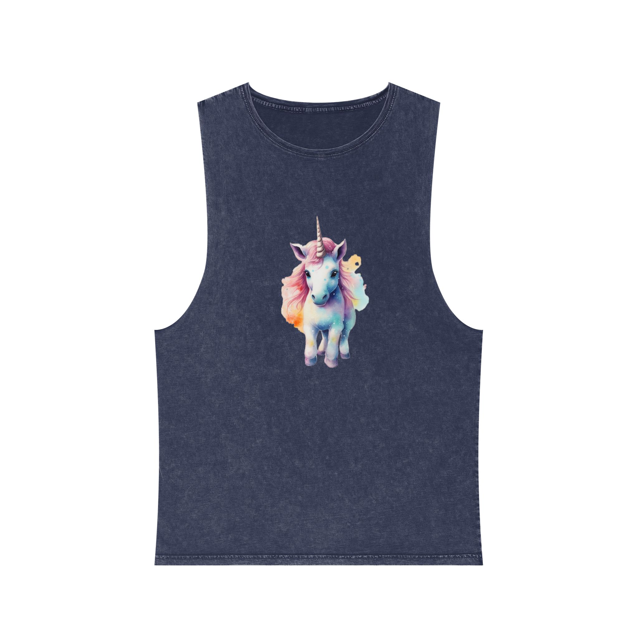 Painting Unicorn With Pink Mane Blue Mane Generative Ai Unisex Stonewash Tank Top - Image 13