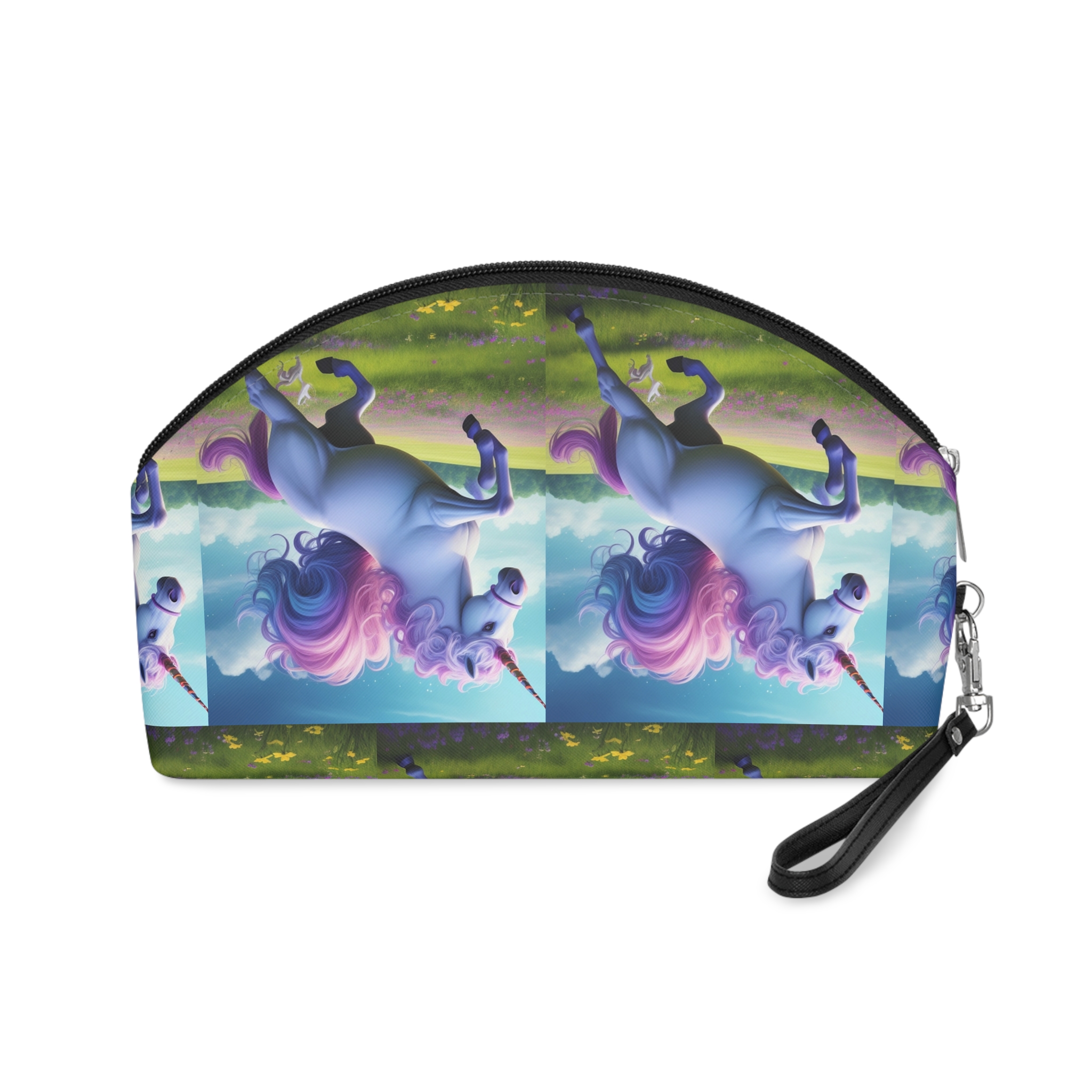Beautiful Unicorn Running Magical Meadow Unicorn Background Images Whimsical Unicorn (26) Makeup Bag - Image 2