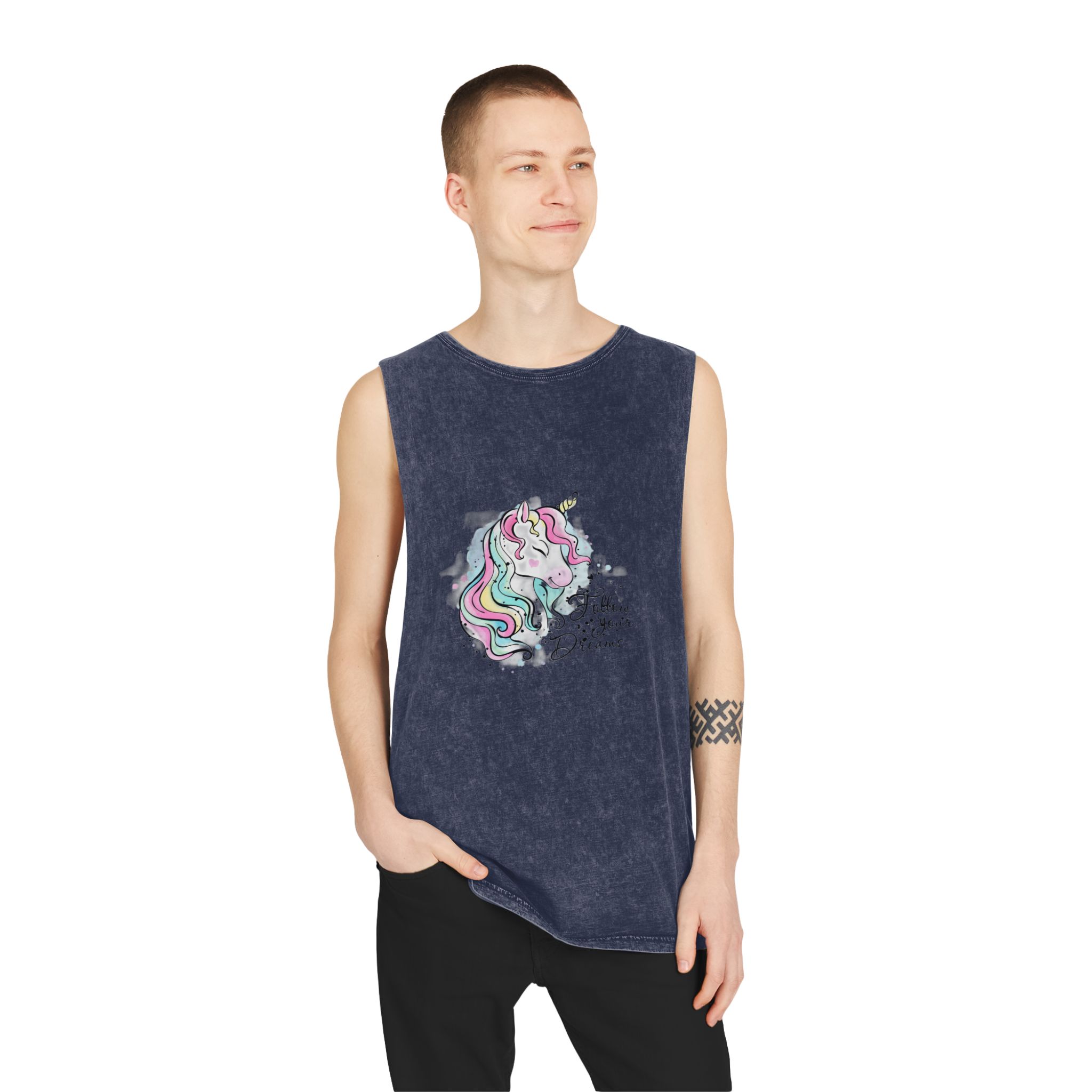 Follow Your Dream Unisex Stonewash Tank Top - Image 15