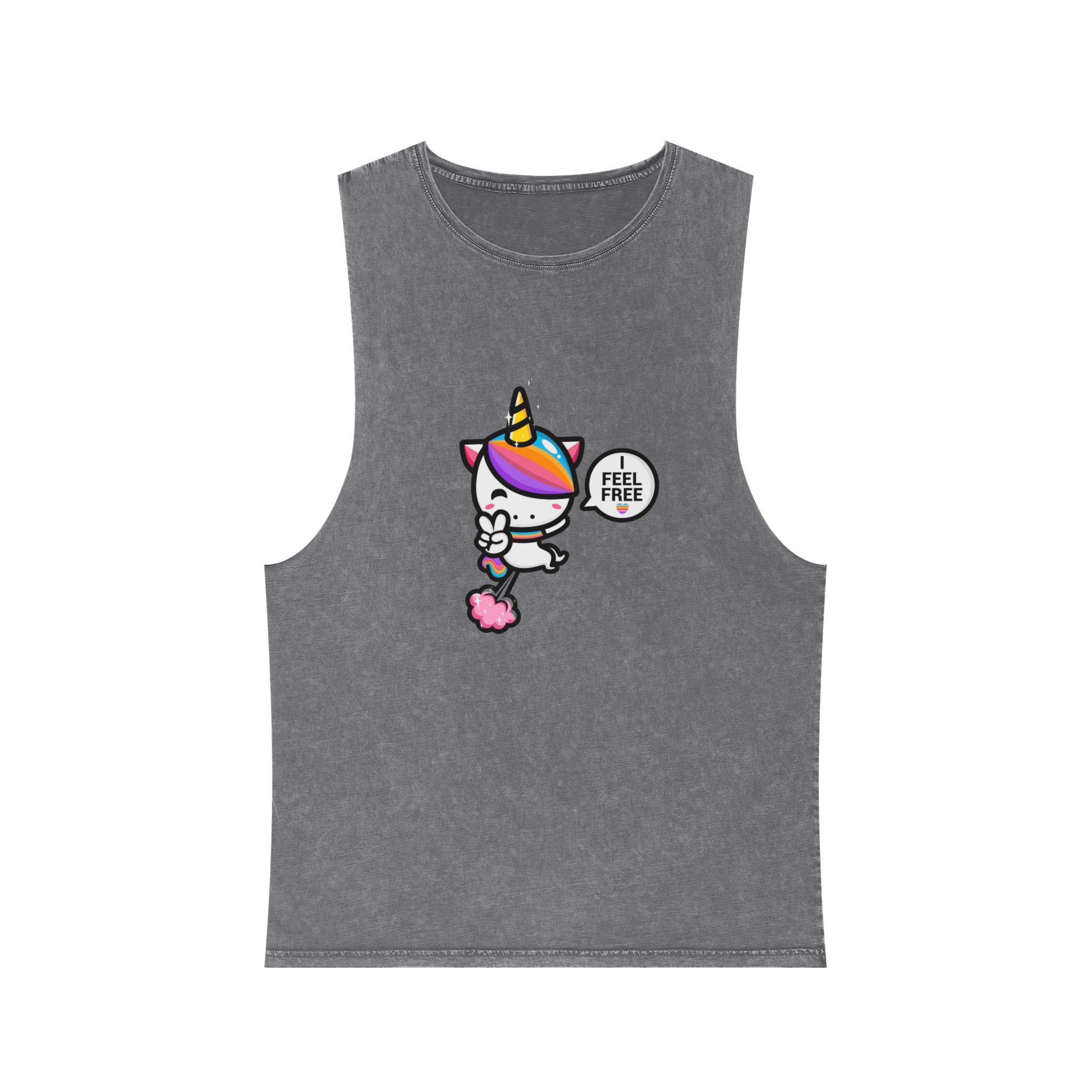 Cute Unicorn Is Flying With Fart Unisex Stonewash Tank Top - Image 9