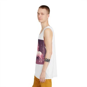 Pink Unicorn Fantastic Illustration Mens Tank Aop