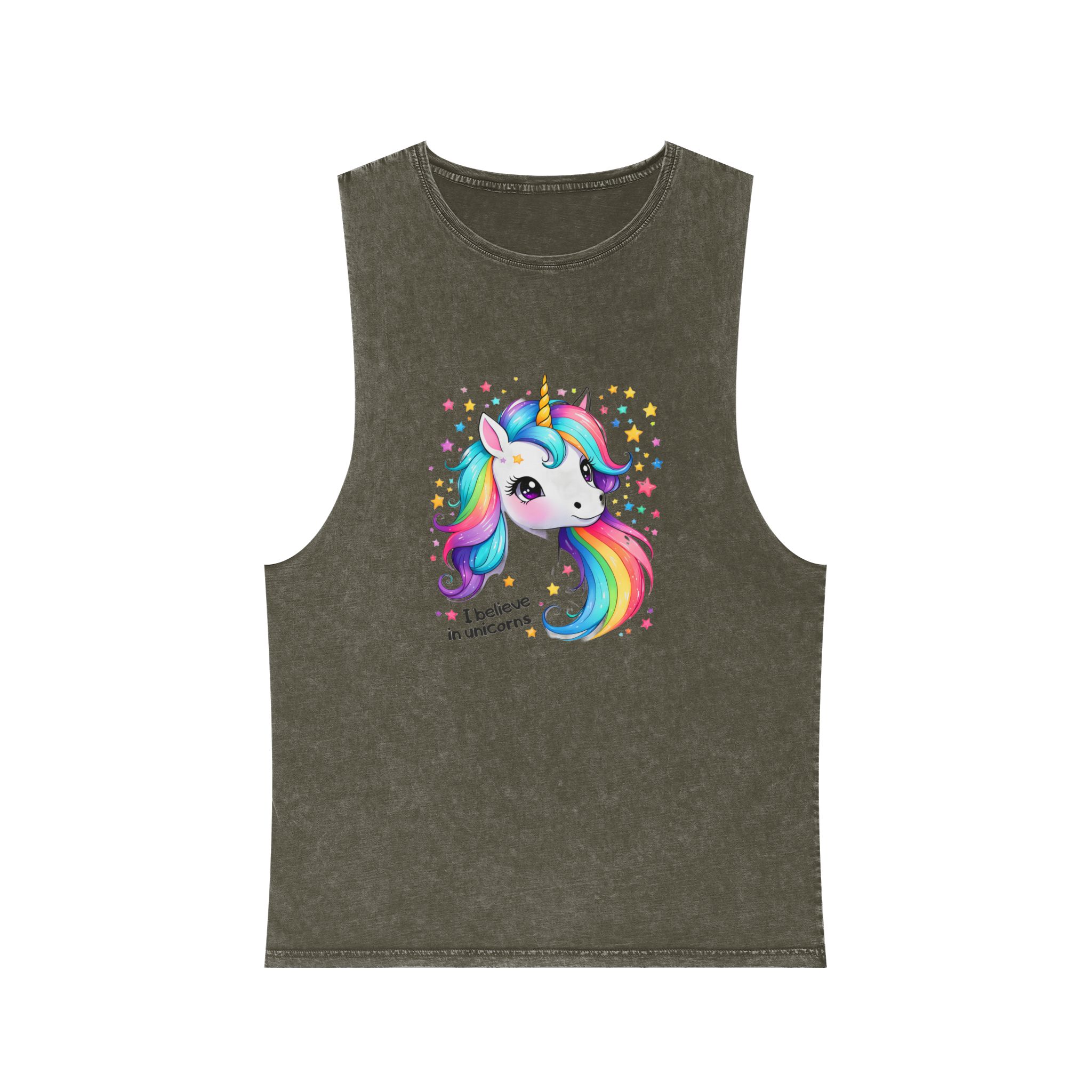 I Belive In Unicorns Unisex Stonewash Tank Top - Image 5