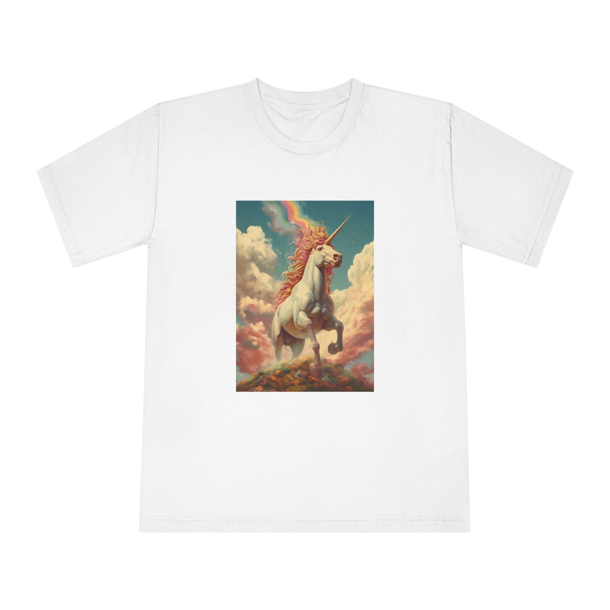 Painting Unicorn With Rainbow Sky Generative Ai Unisex Classic Crewneck T Shirt