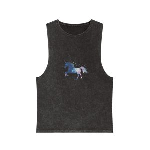 Celestial Unicorn Watercolor Painting Unisex Stonewash Tank Top