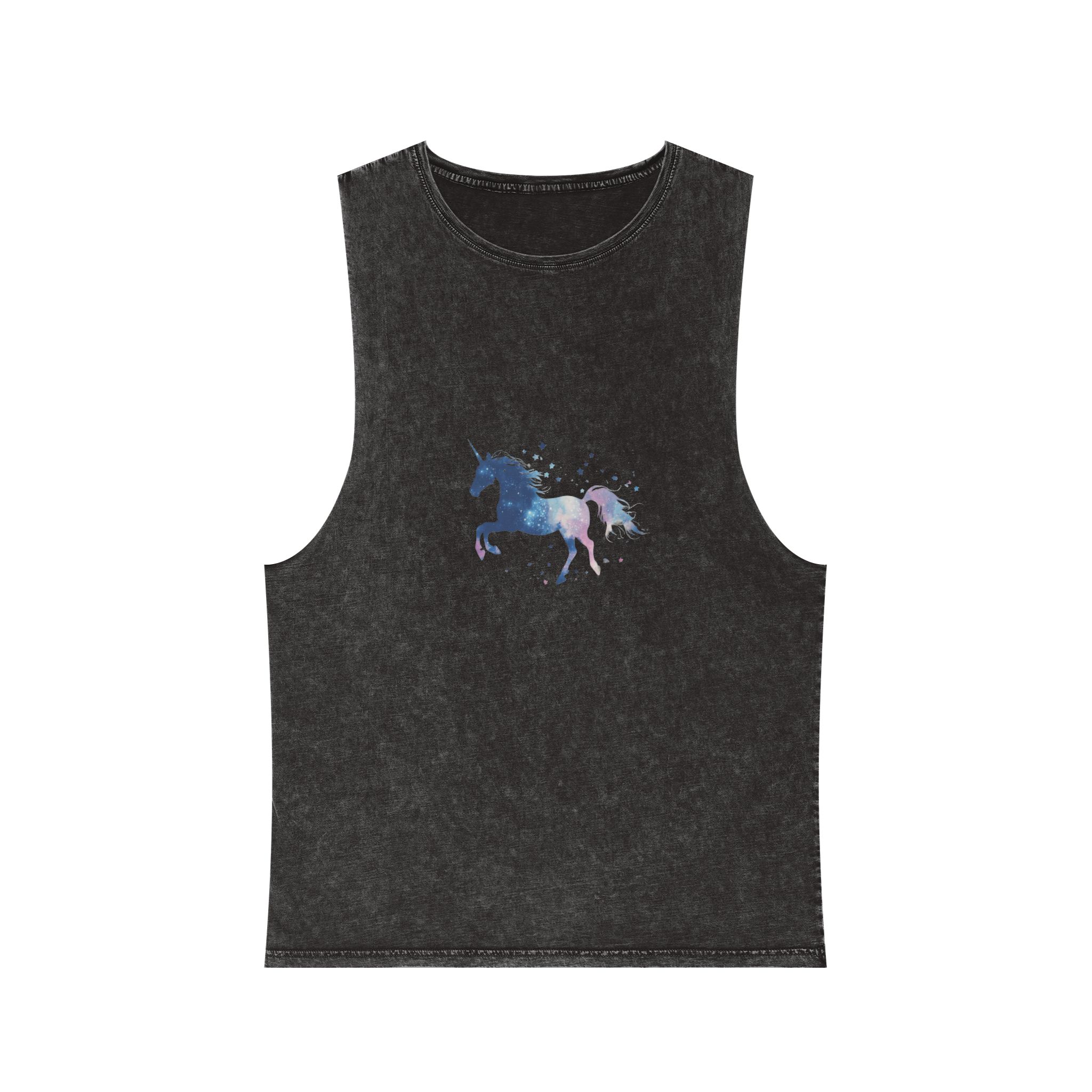 Celestial Unicorn Watercolor Painting Unisex Stonewash Tank Top