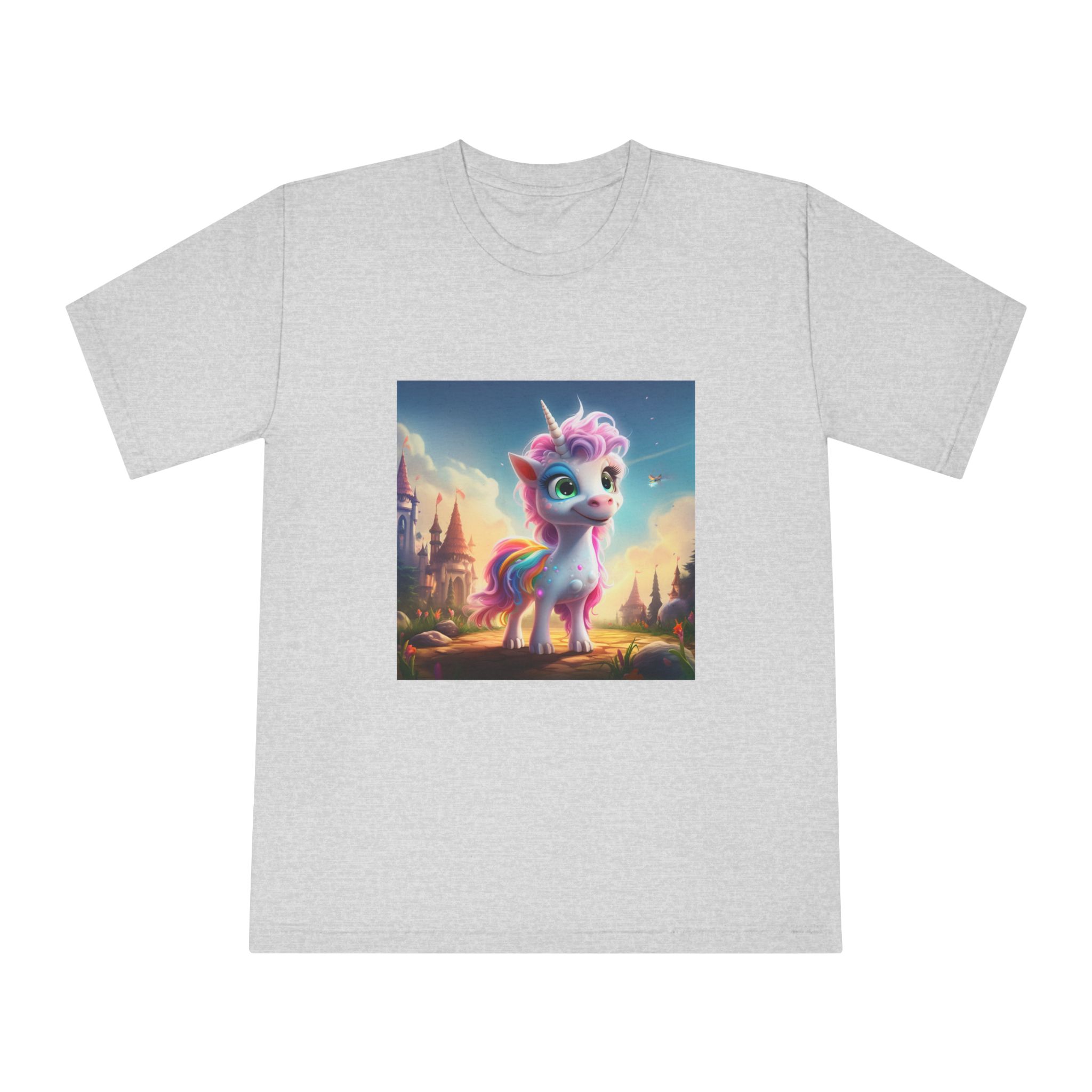 Unicorn Standing Rock Front Castle Generative Ai Unisex Classic Crewneck T Shirt - Image 13