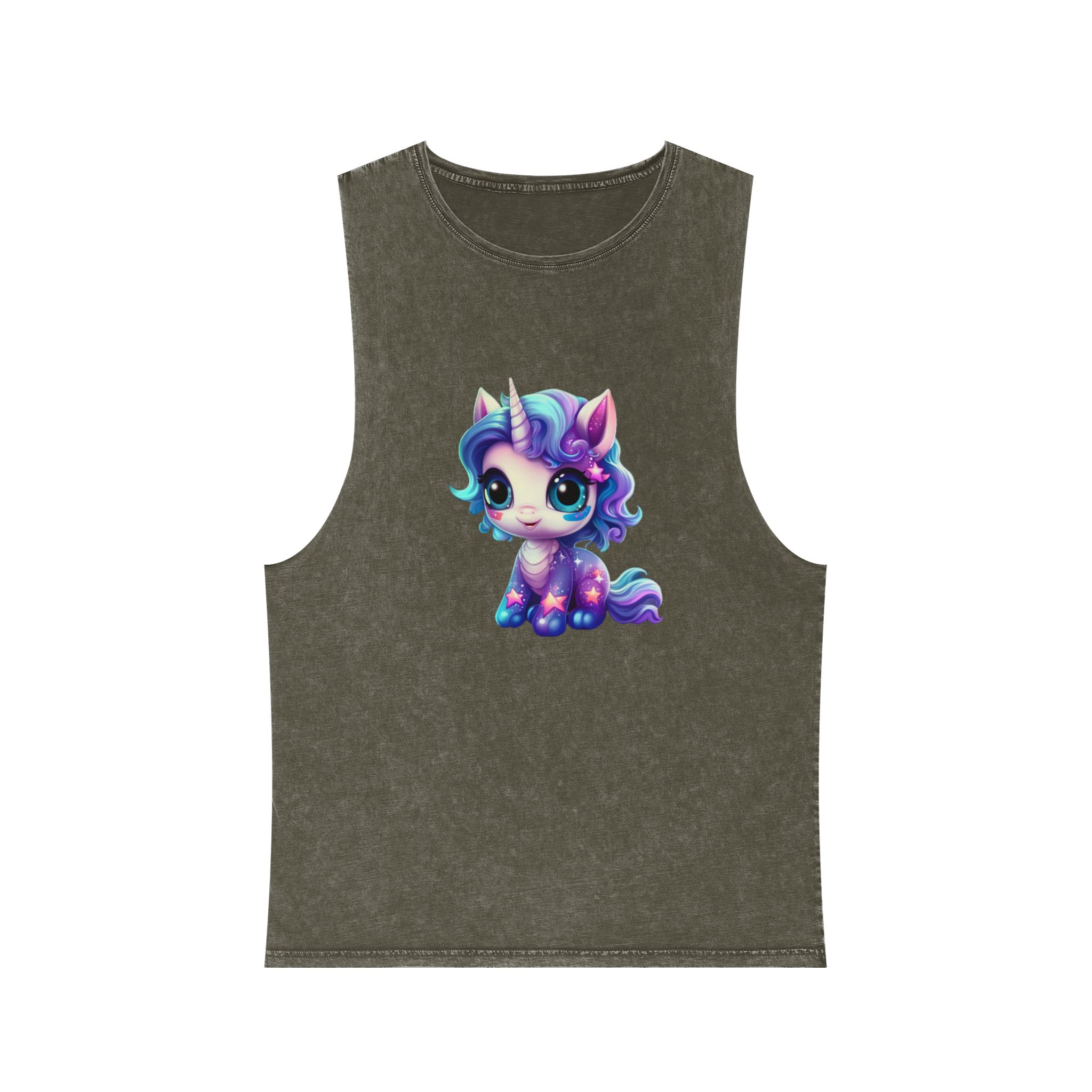 Beautiful Cute Baby Unicorn Unisex Stonewash Tank Top - Image 5