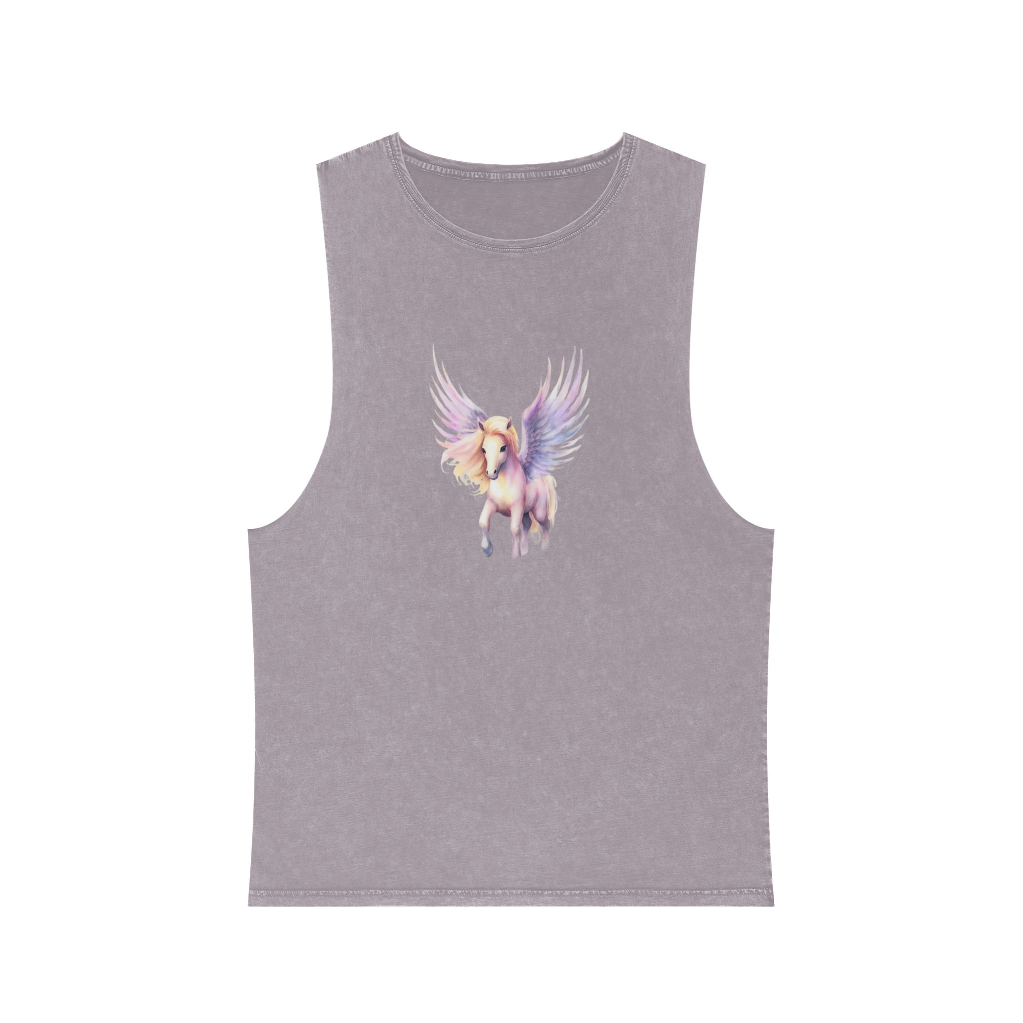 Pony Pegasus Watercolor Clipart Cute Isolated White Background With Generative Ai Technology Unisex Stonewash Tank Top - Image 17
