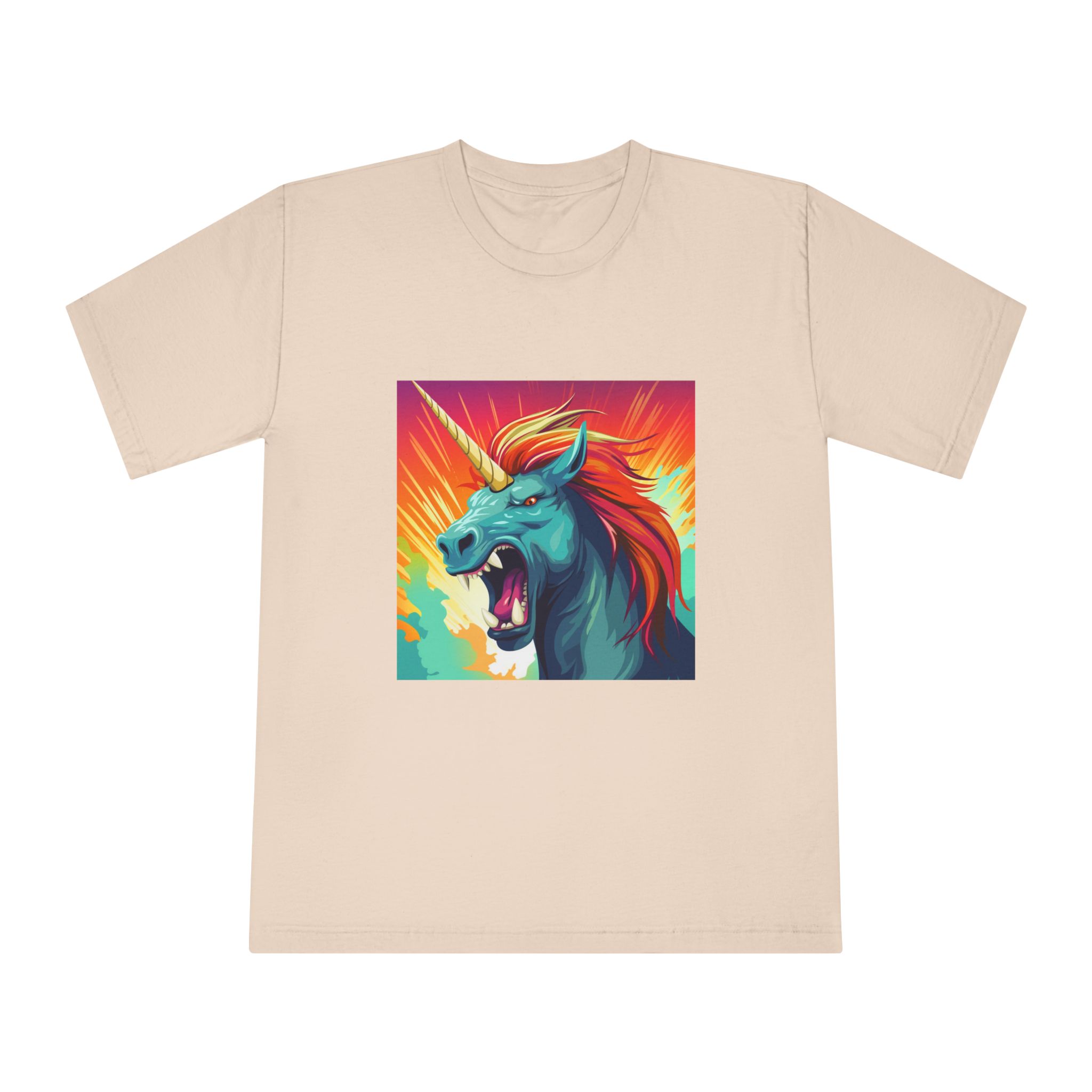 Illustration Unicorn With Colorful Mane Yellow Horn Generative Ai Unisex Classic Crewneck T Shirt - Image 9