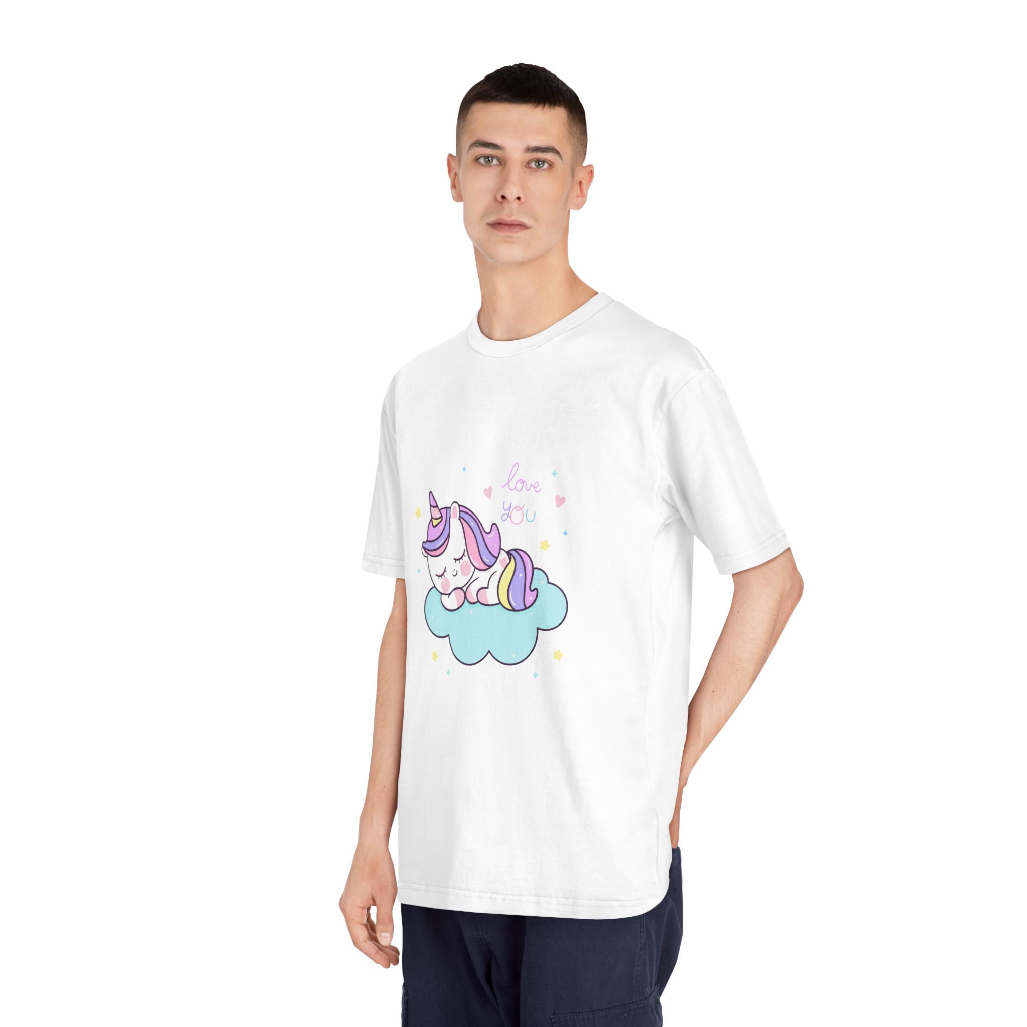 Cute Unicorn Sleep Cartoon Cloud Sweet Dream Kawaii Hand Drawn Unisex Classic Crewneck T Shirt - Image 4