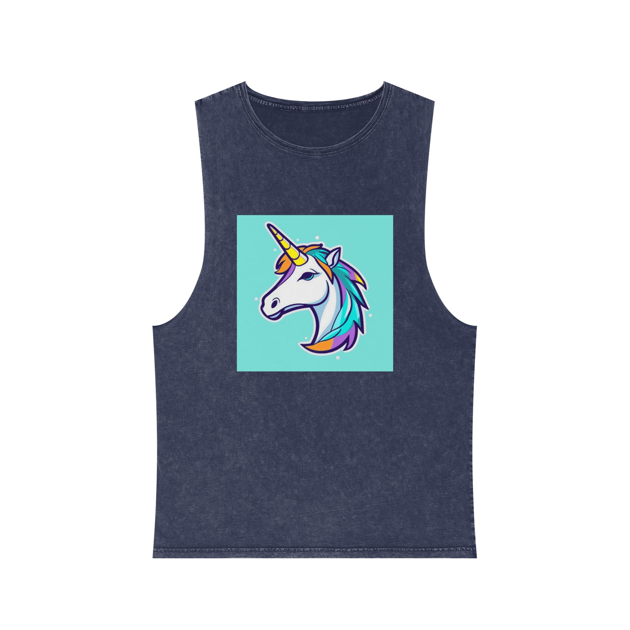 Cartoon Unicorn Head Vector With Maximum 16 Colors I 3 Unisex Stonewash Tank Top - Image 13