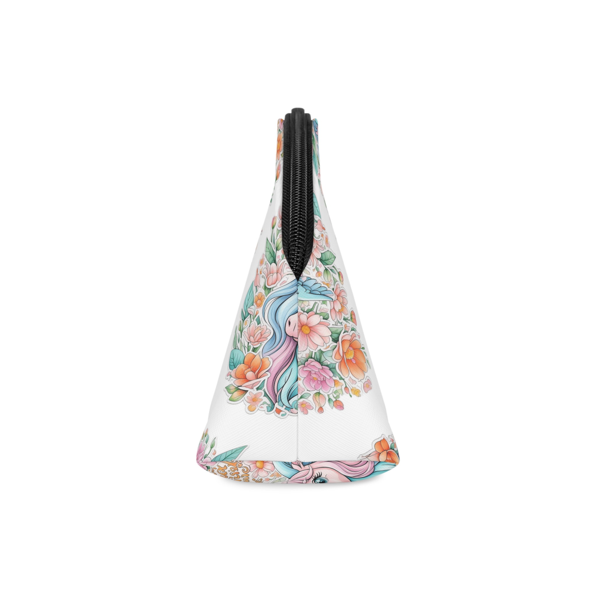 Beautiful Cute Unicorn With Colorful Fantasy Flowers (1) Makeup Bag - Image 4