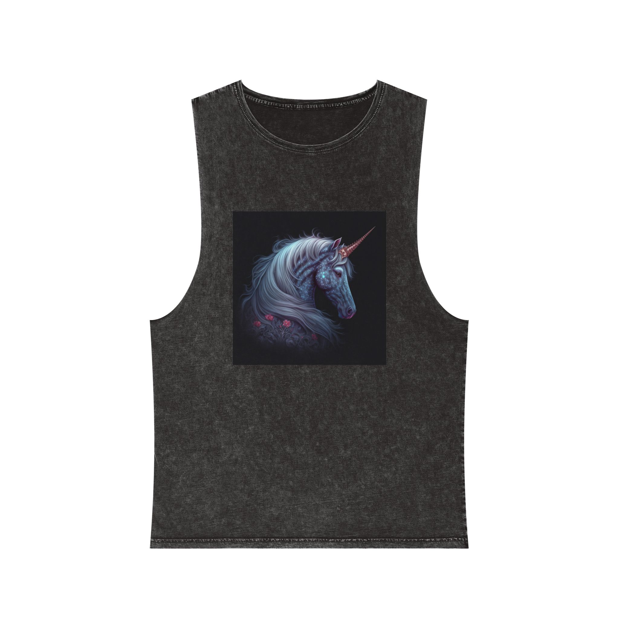 Adorable Colorful Unicorn Unisex Stonewash Tank Top
