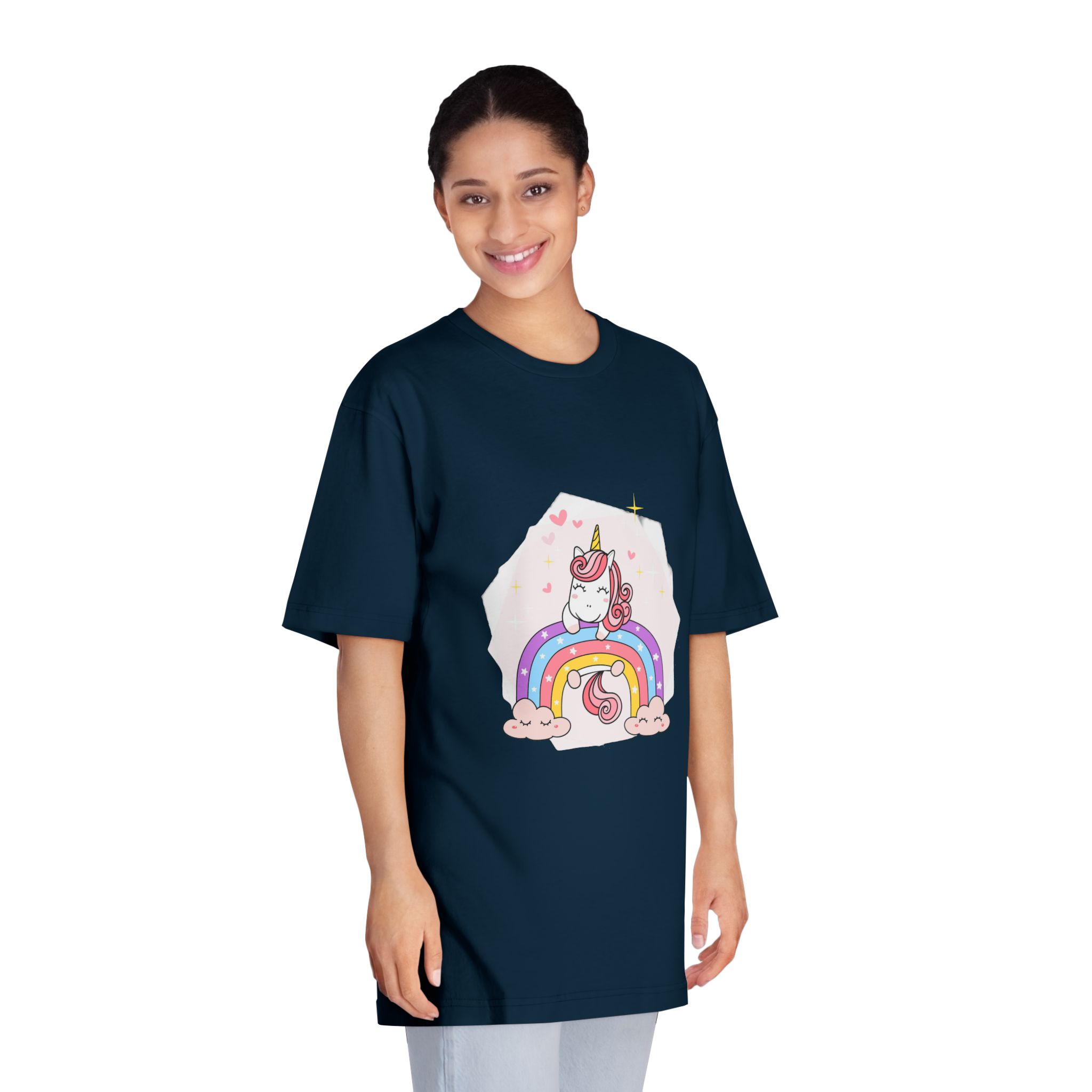 Cute Unicorn Magical Purple Rainbow Simple Doodle Outline Cartoon Illustration Unisex Classic Crewneck T Shirt - Image 19